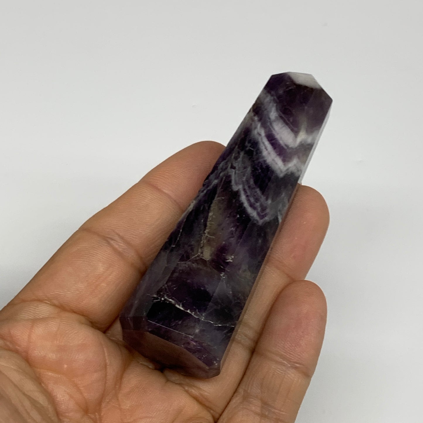 74.7g, 3.2"x0.9"x1", Natural Amethyst Tower Point Obelisk @Brazil, B31231