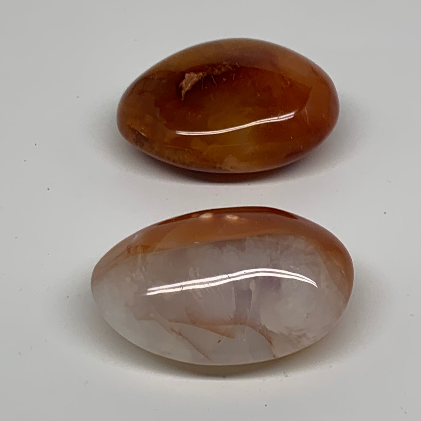 217.7g, 2.5"-2.5", 2pcs, Red Carnelian Palm-Stone Gem Crystal Polished, B37602