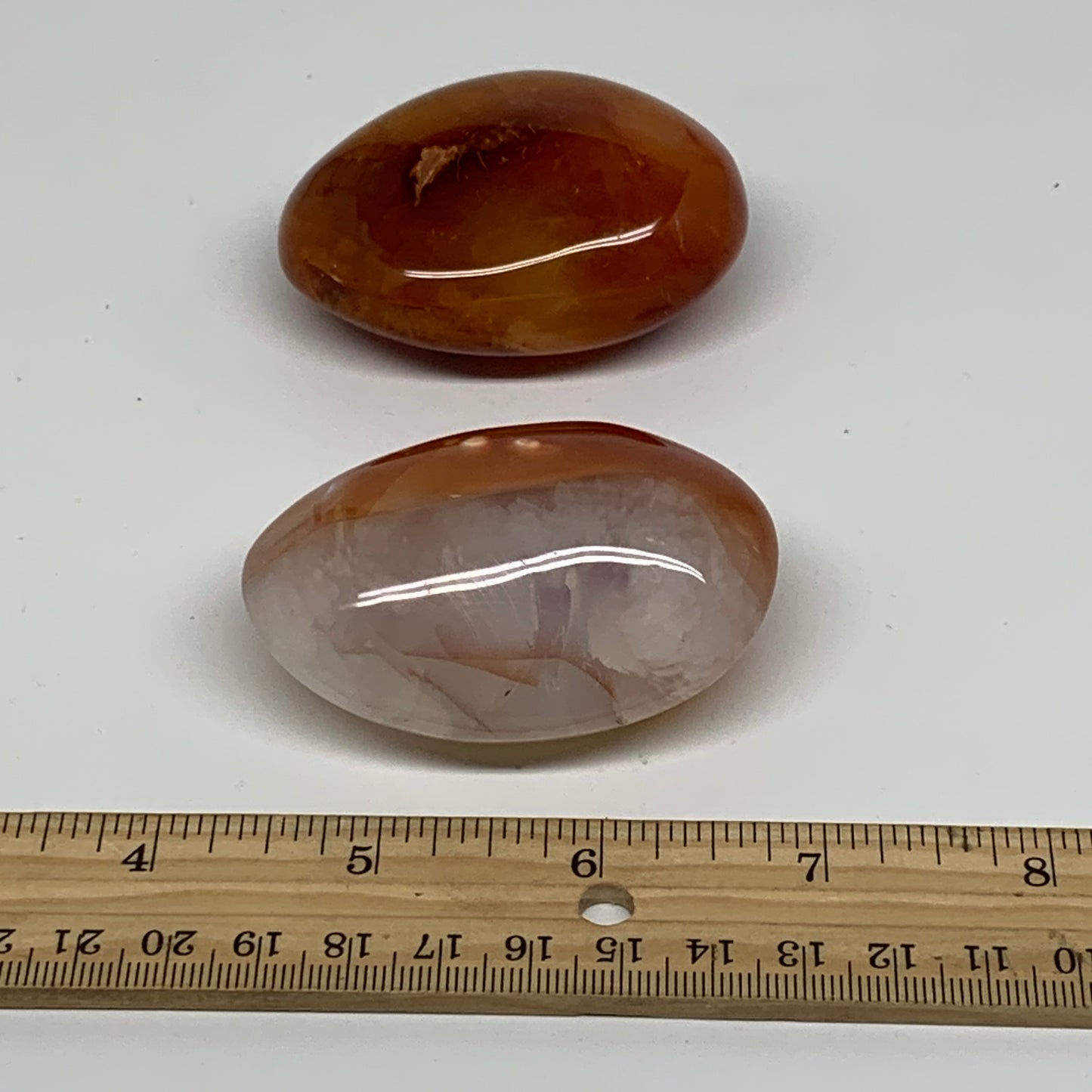217.7g, 2.5"-2.5", 2pcs, Red Carnelian Palm-Stone Gem Crystal Polished, B37602