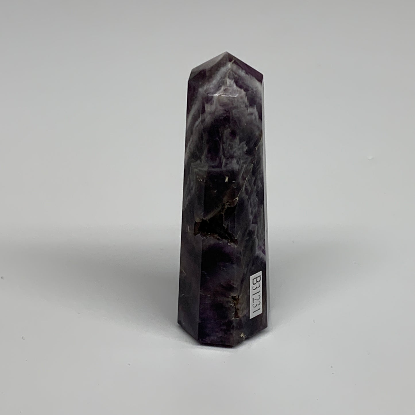 74.7g, 3.2"x0.9"x1", Natural Amethyst Tower Point Obelisk @Brazil, B31231