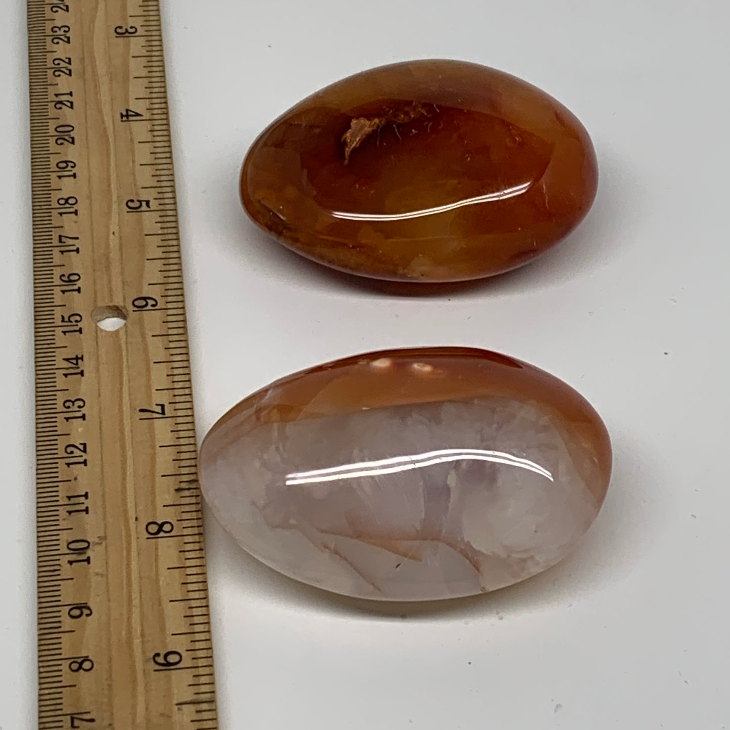 217.7g, 2.5"-2.5", 2pcs, Red Carnelian Palm-Stone Gem Crystal Polished, B37602