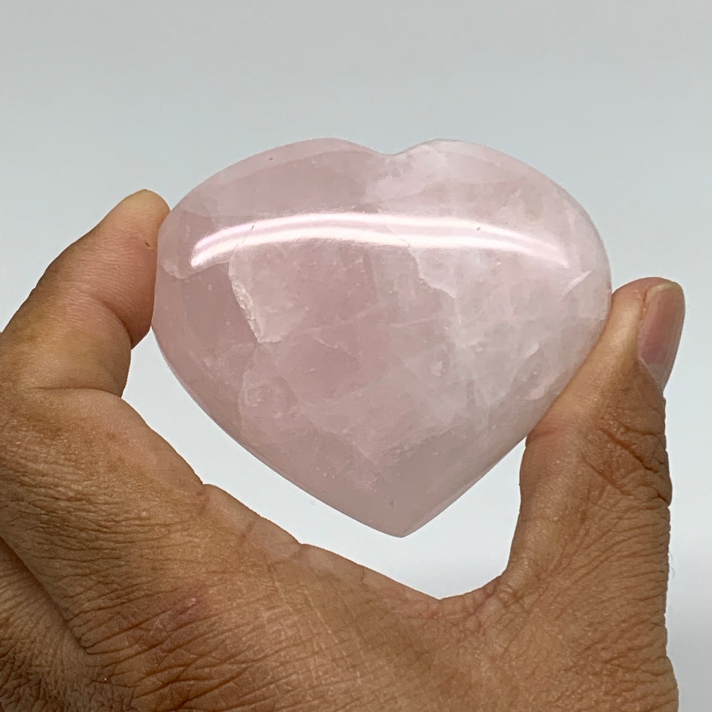 92.8g, 2.1"x2.4"x0.8",  Rose Quartz Heart Healing Crystal @Madagascar, B34566