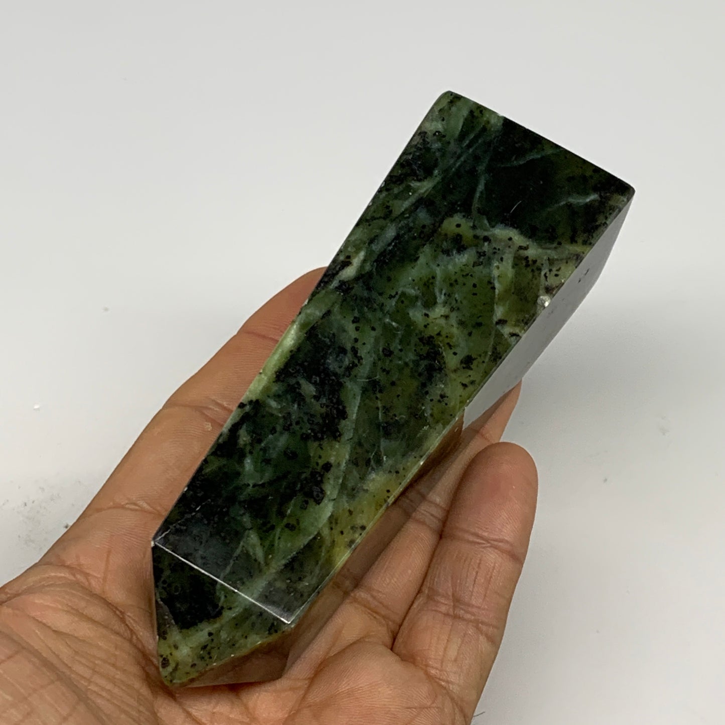 237.7g, 4.5"x1.5"x1.2", Serpentine Point Tower Obelisk Crystal @Pakistan, B29653