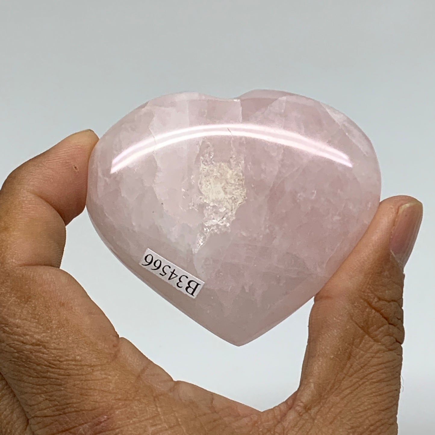 92.8g, 2.1"x2.4"x0.8",  Rose Quartz Heart Healing Crystal @Madagascar, B34566