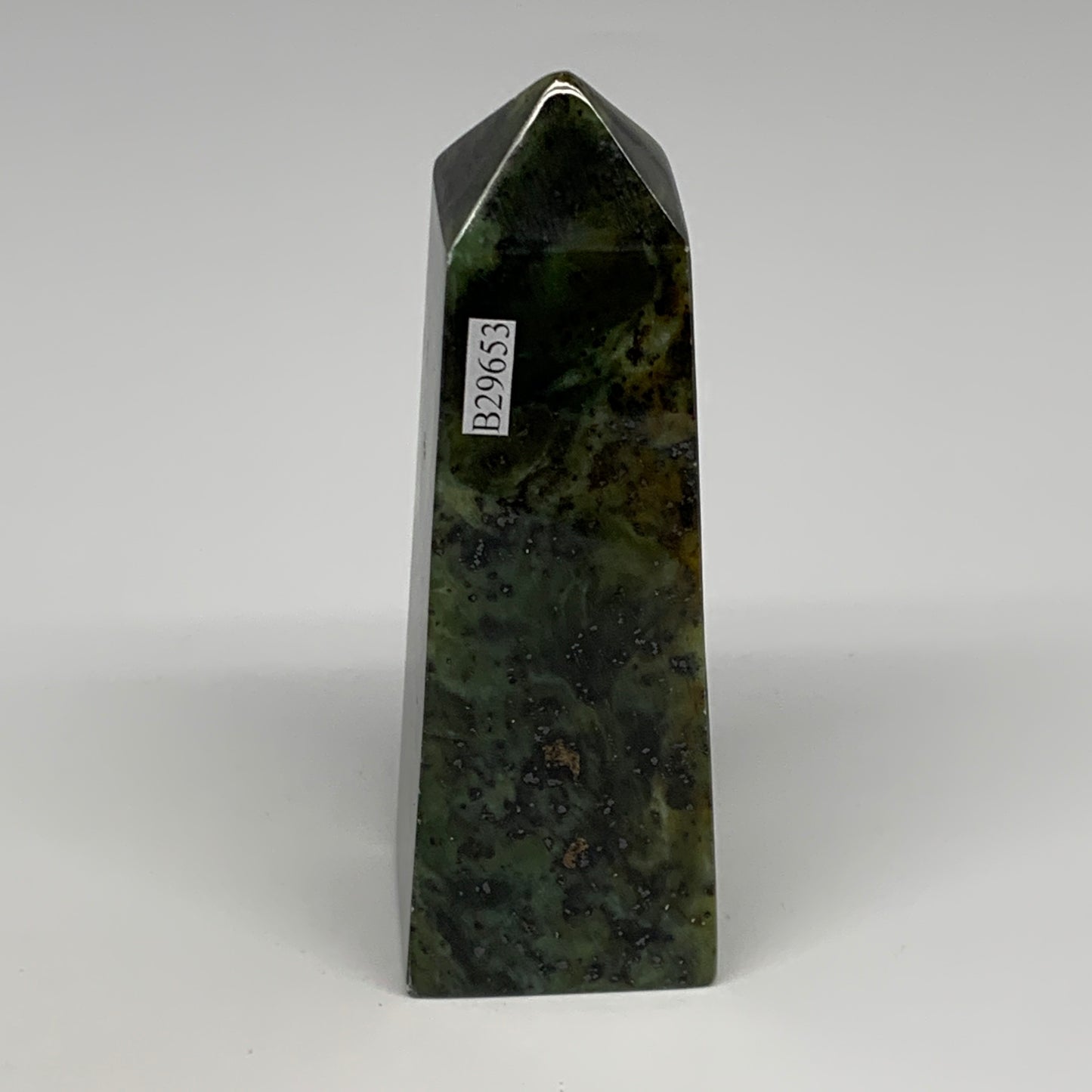 237.7g, 4.5"x1.5"x1.2", Serpentine Point Tower Obelisk Crystal @Pakistan, B29653