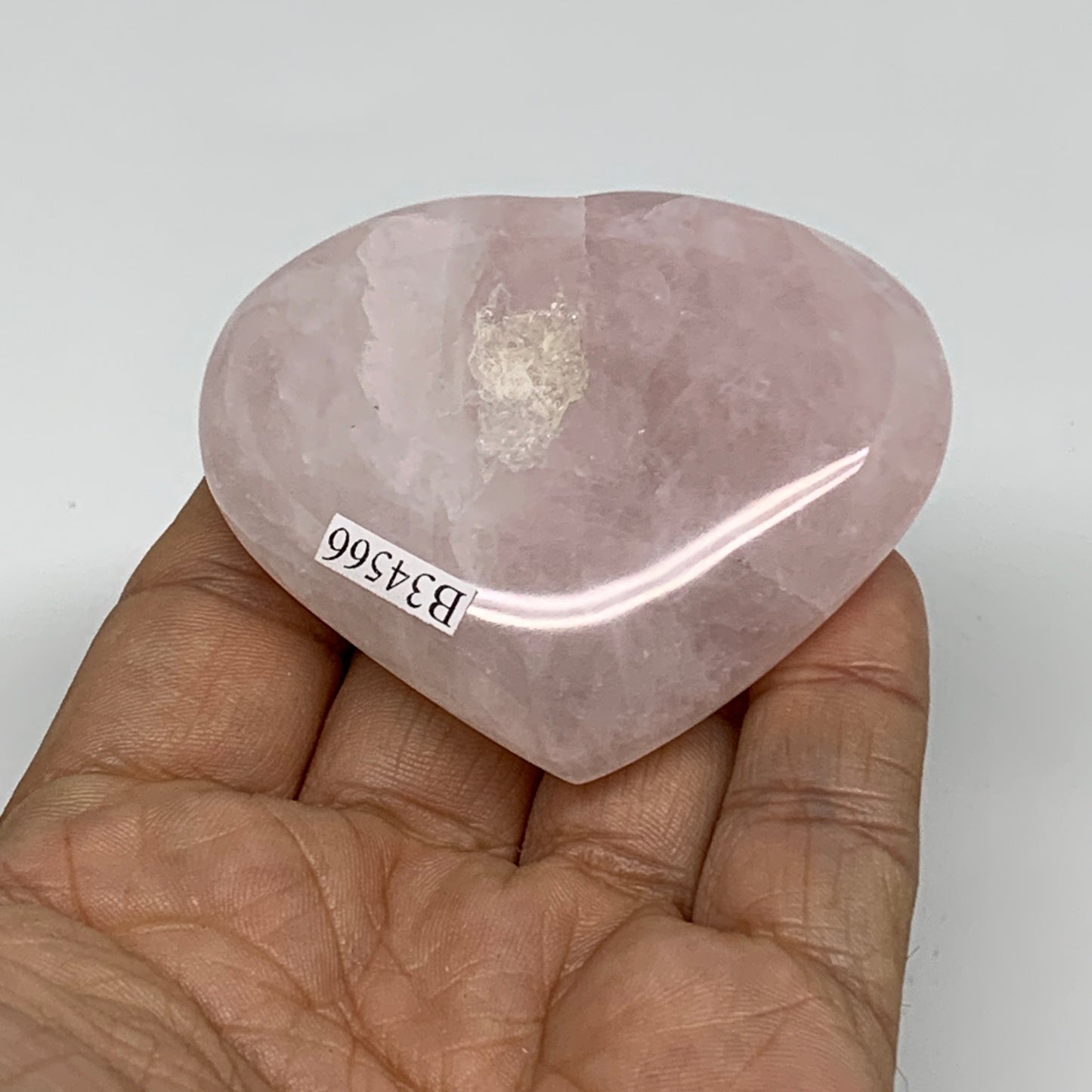 92.8g, 2.1"x2.4"x0.8",  Rose Quartz Heart Healing Crystal @Madagascar, B34566