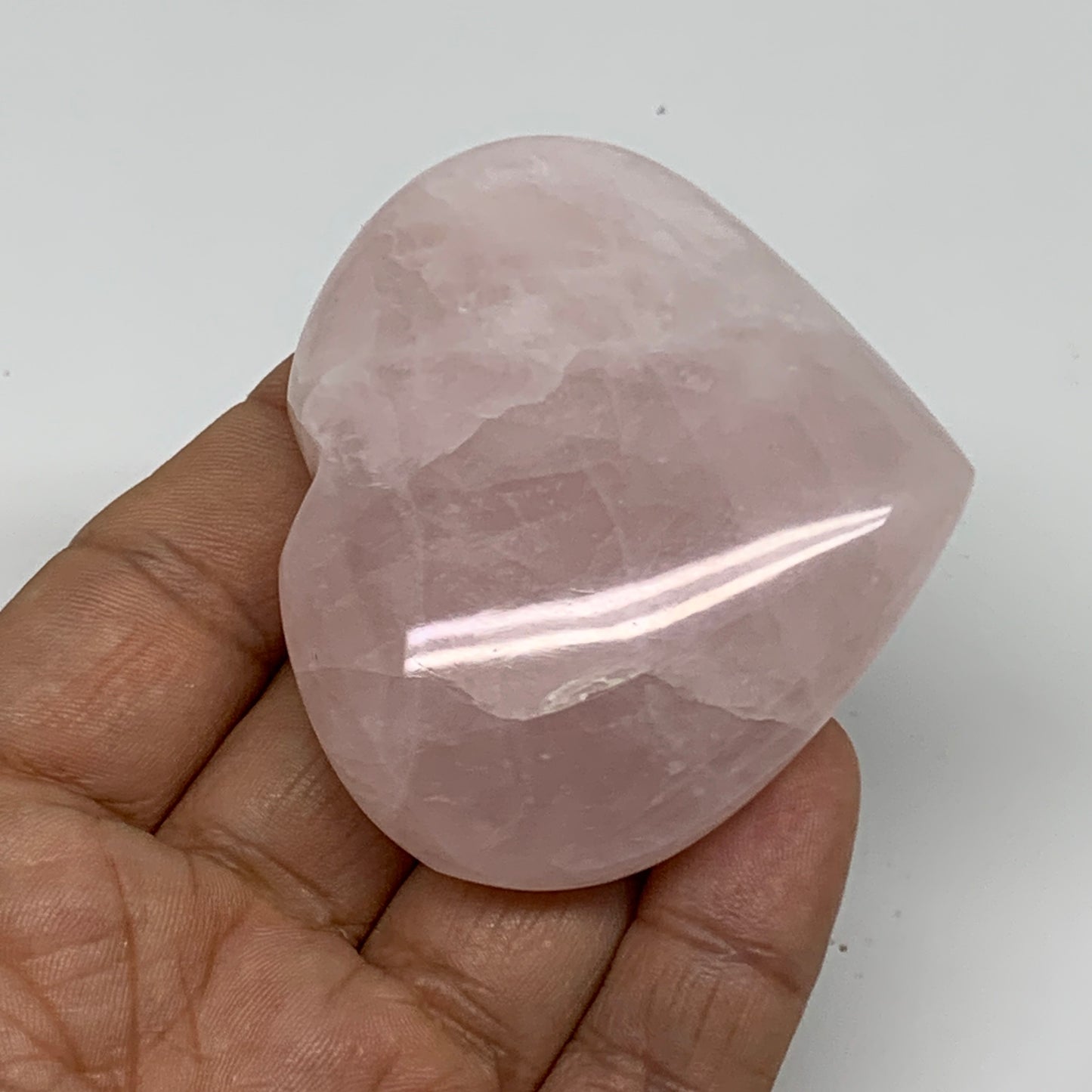92.8g, 2.1"x2.4"x0.8",  Rose Quartz Heart Healing Crystal @Madagascar, B34566