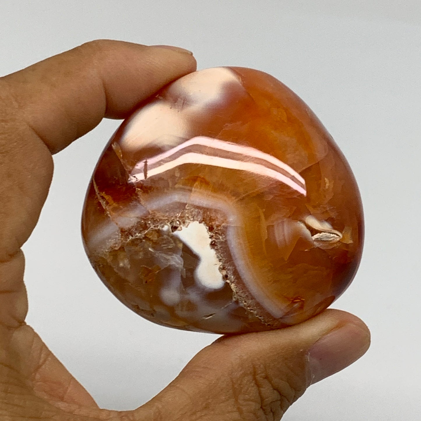 206.7g, 2"-2.1", 2pcs, Red Carnelian Palm-Stone Gem Crystal Polished, B37603