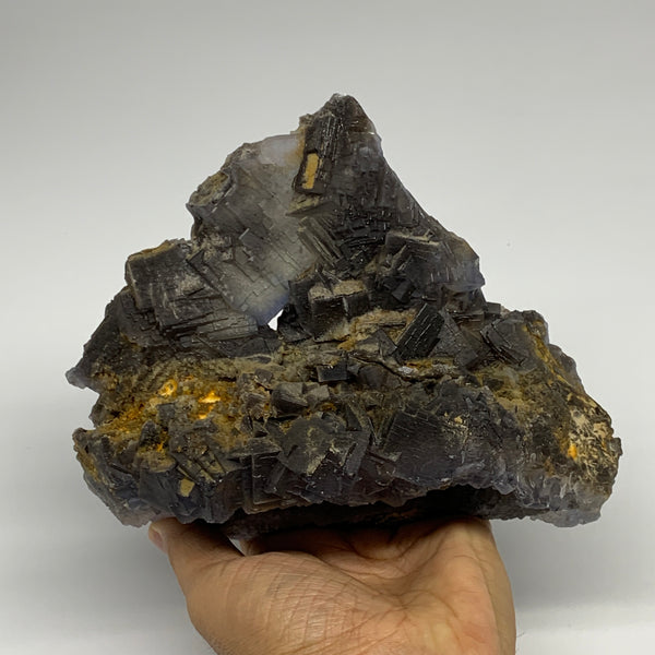 3.8 lbs, 5.5"x6.25"x3.3", Purple Fluorite Crystal Mineral Specimen @Pakistan, B2