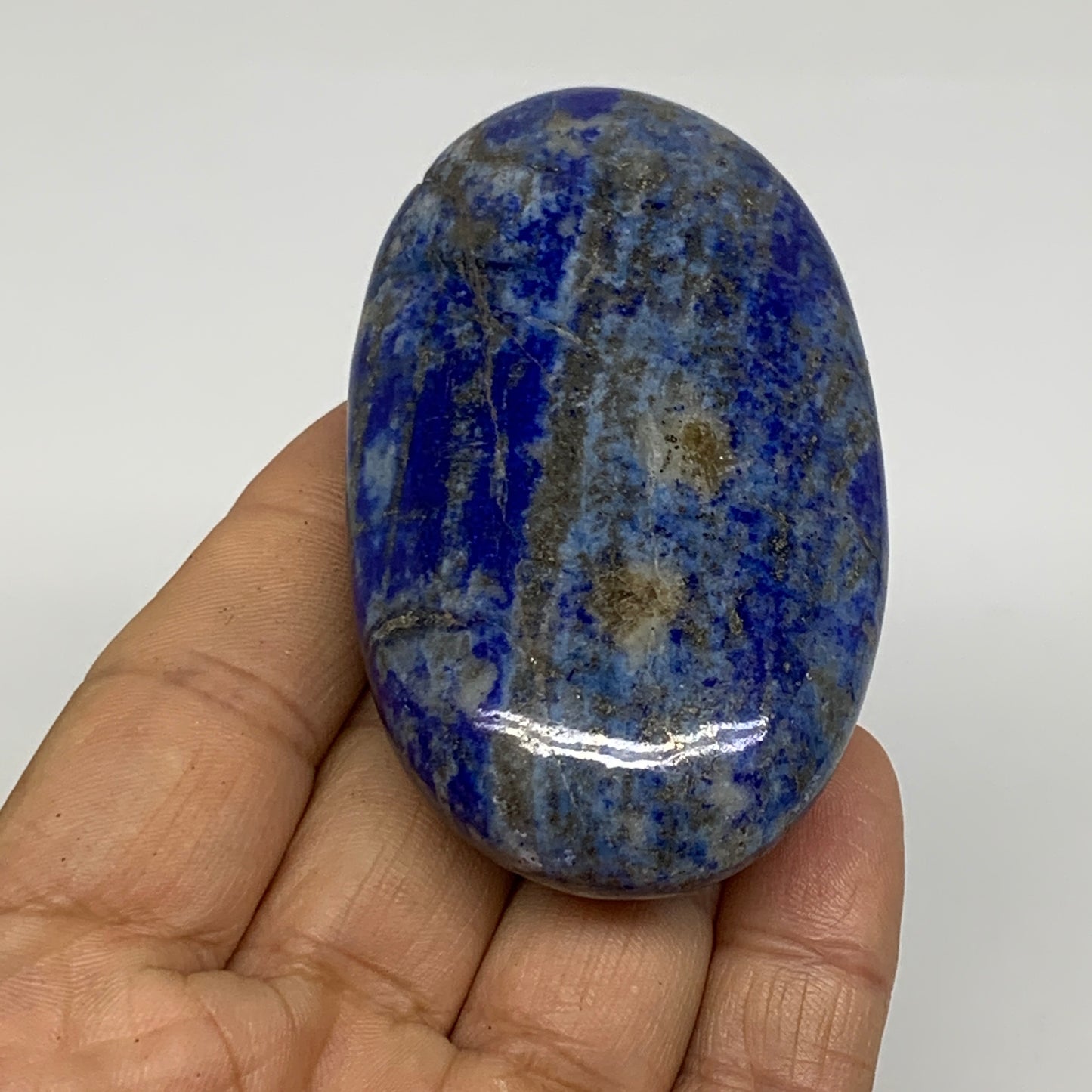 119.9g, 2.9"x1.7"x0.8", Natural Lapis Lazuli Palm Stone @Afghanistan, B36693