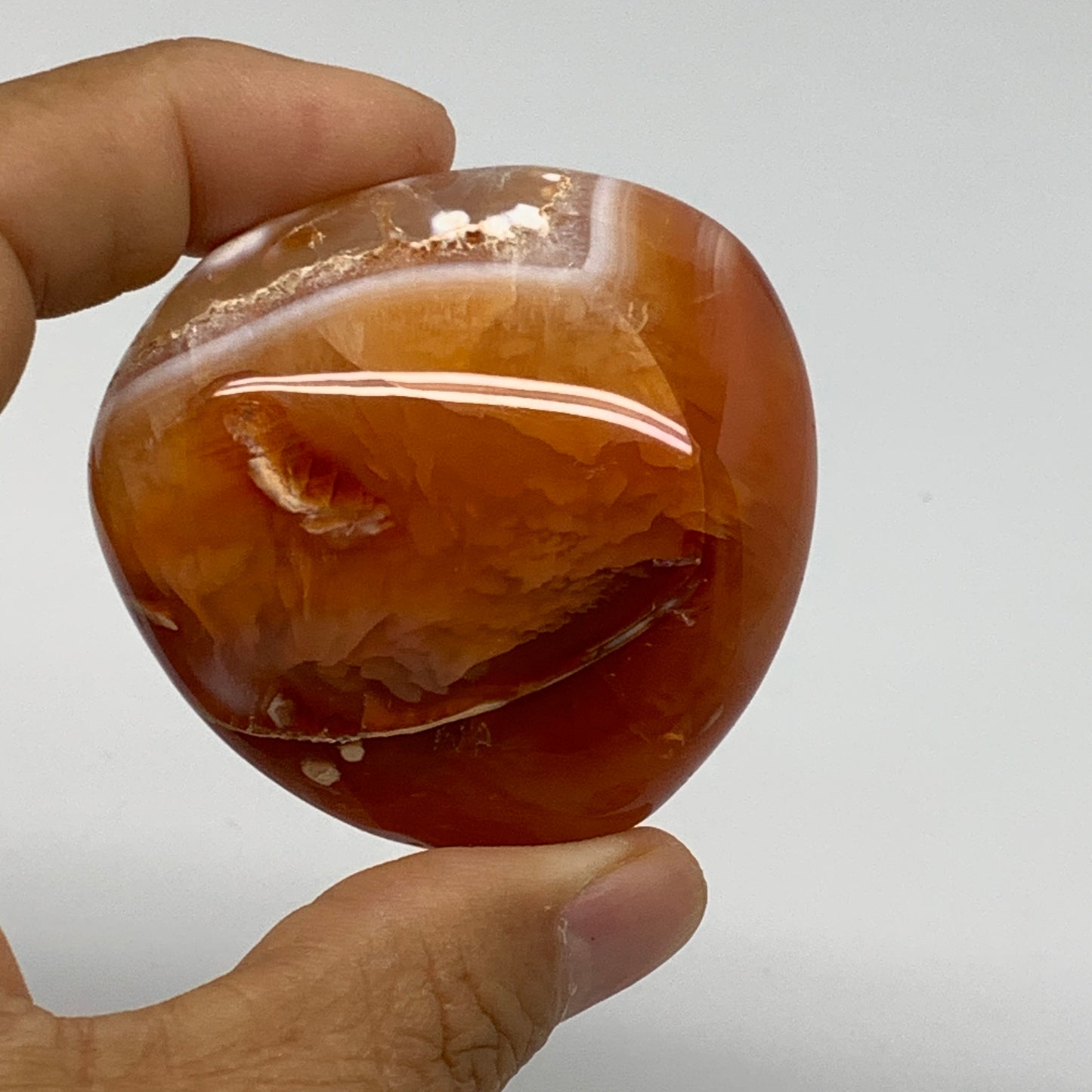 206.7g, 2"-2.1", 2pcs, Red Carnelian Palm-Stone Gem Crystal Polished, B37603