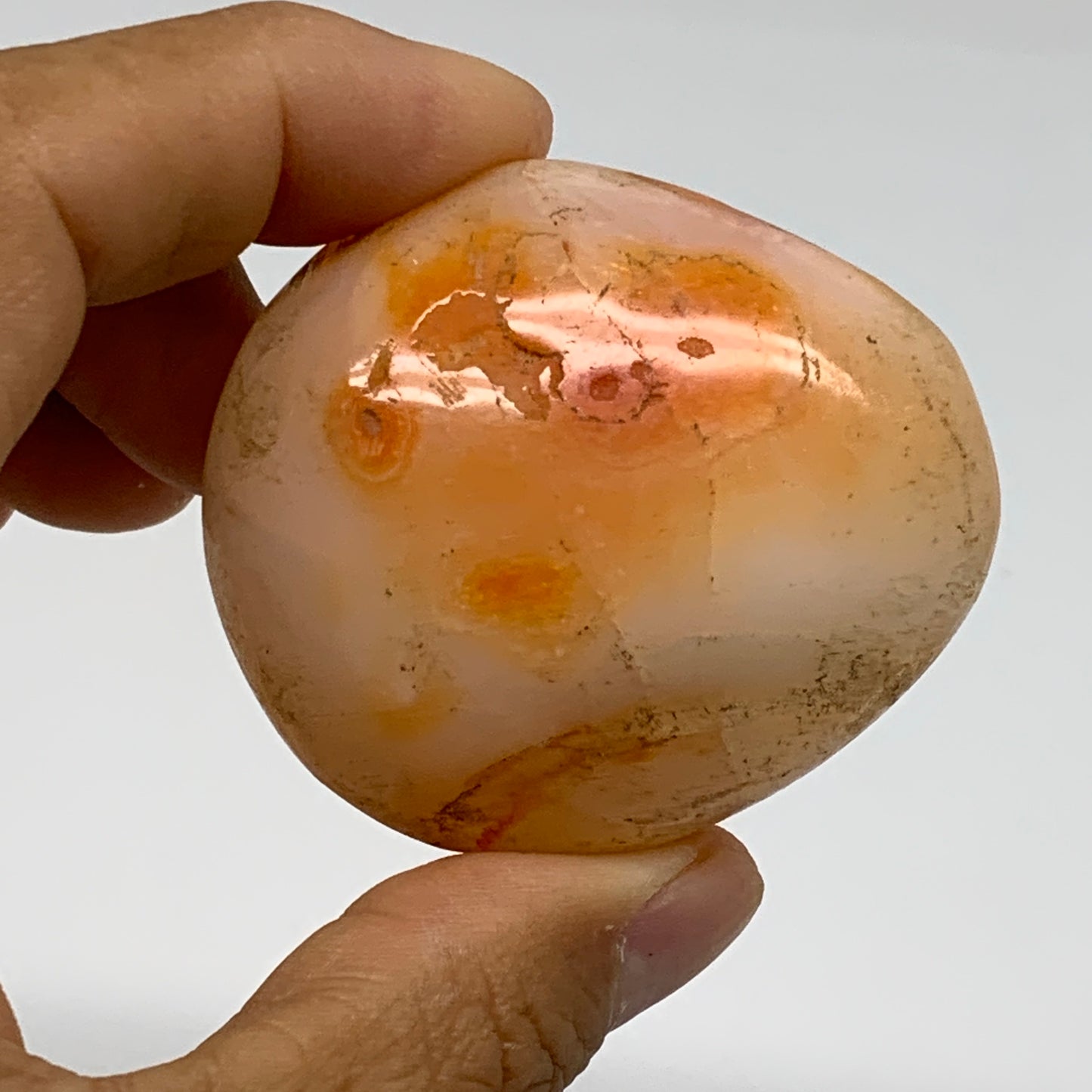 206.7g, 2"-2.1", 2pcs, Red Carnelian Palm-Stone Gem Crystal Polished, B37603