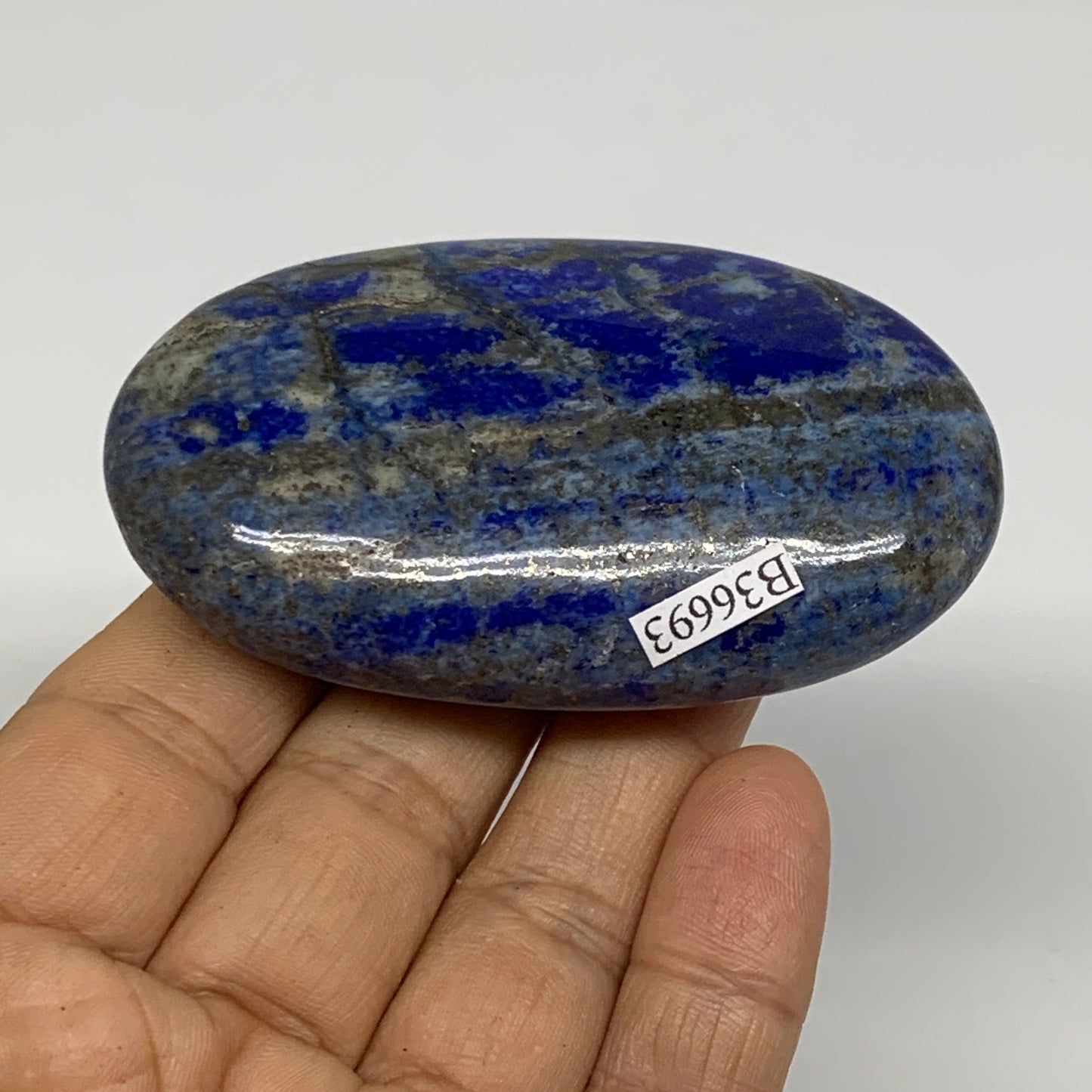 119.9g, 2.9"x1.7"x0.8", Natural Lapis Lazuli Palm Stone @Afghanistan, B36693