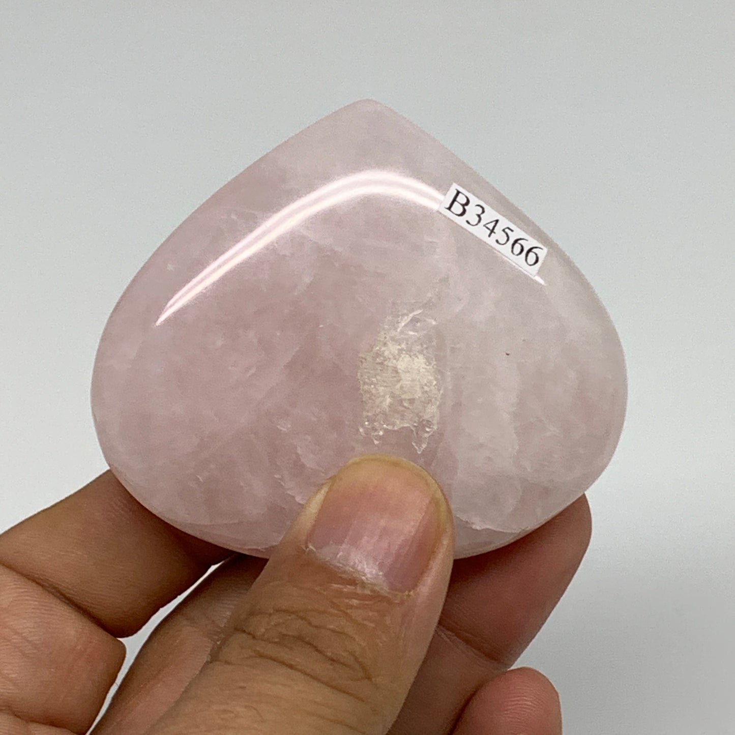 92.8g, 2.1"x2.4"x0.8",  Rose Quartz Heart Healing Crystal @Madagascar, B34566