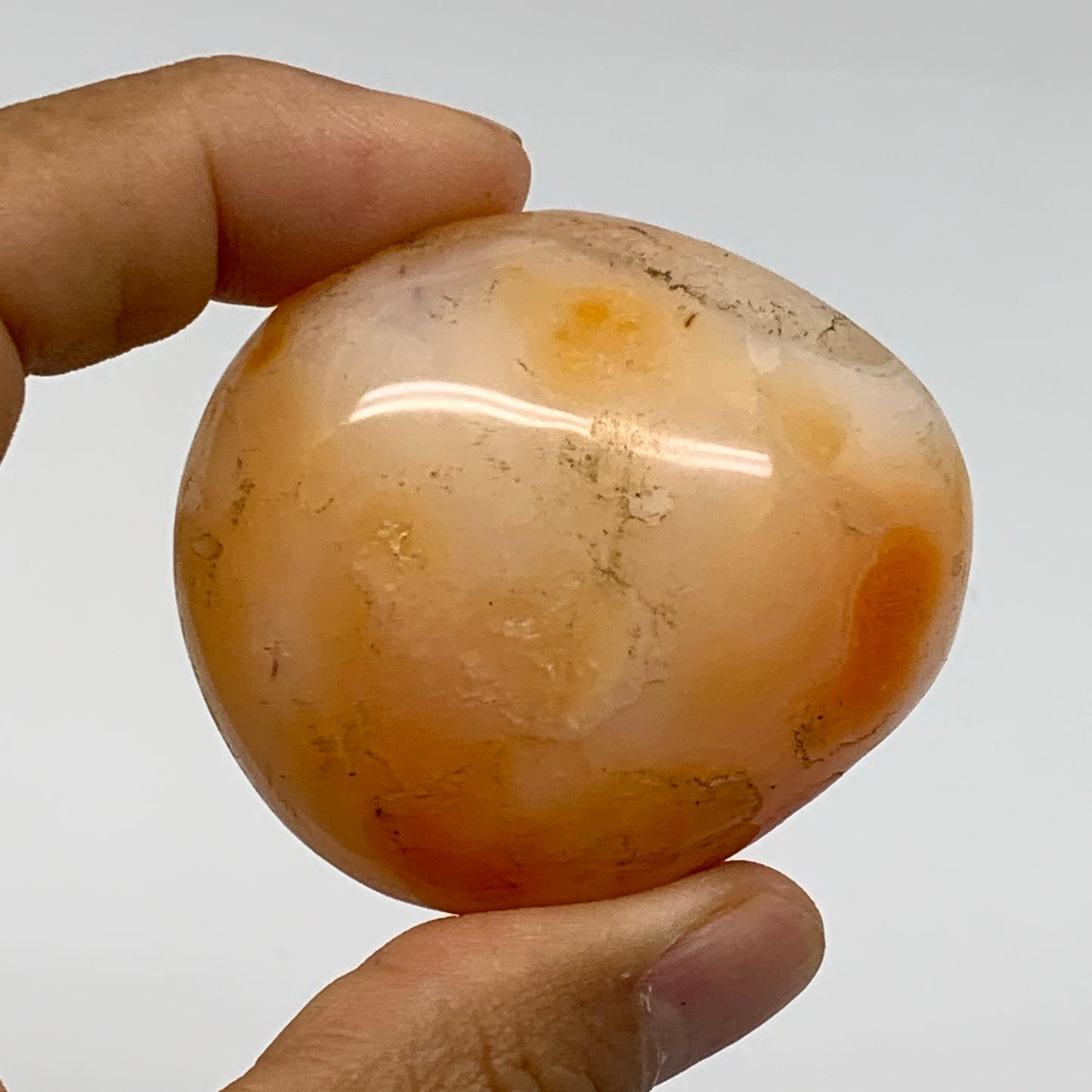 206.7g, 2"-2.1", 2pcs, Red Carnelian Palm-Stone Gem Crystal Polished, B37603