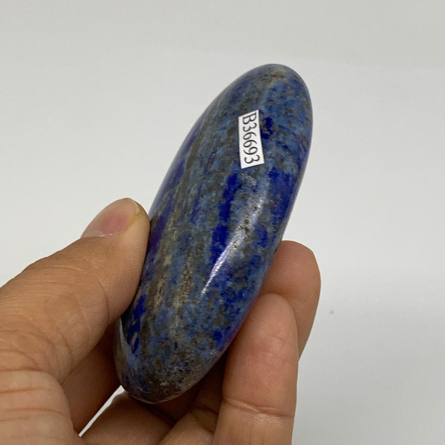 119.9g, 2.9"x1.7"x0.8", Natural Lapis Lazuli Palm Stone @Afghanistan, B36693