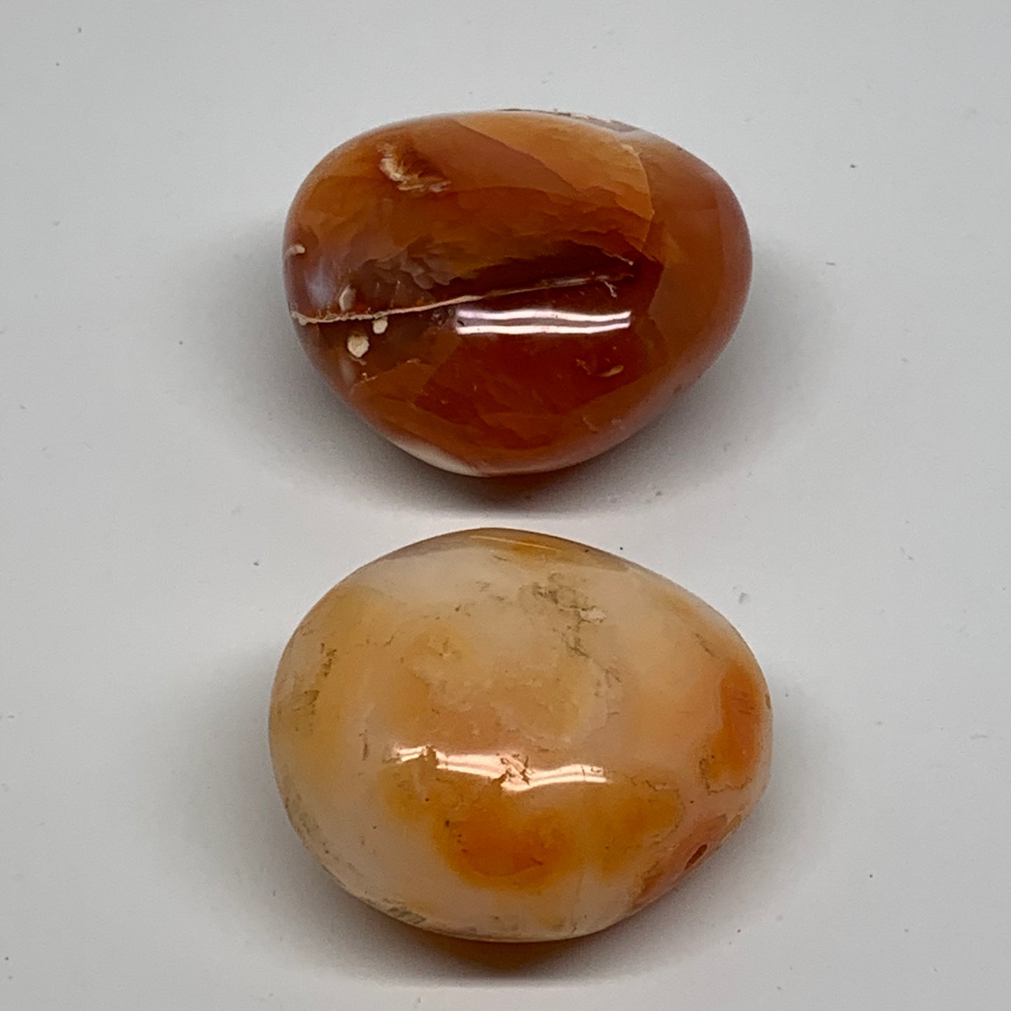 206.7g, 2"-2.1", 2pcs, Red Carnelian Palm-Stone Gem Crystal Polished, B37603
