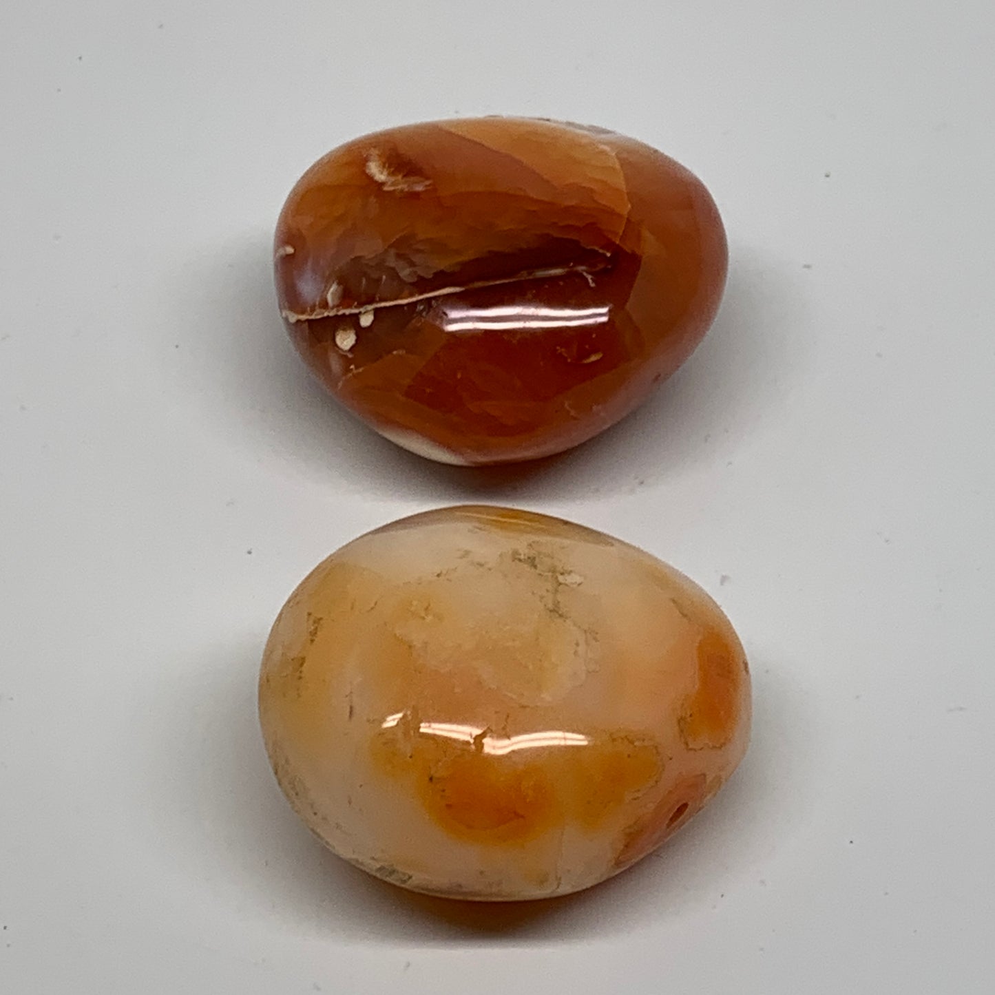 206.7g, 2"-2.1", 2pcs, Red Carnelian Palm-Stone Gem Crystal Polished, B37603