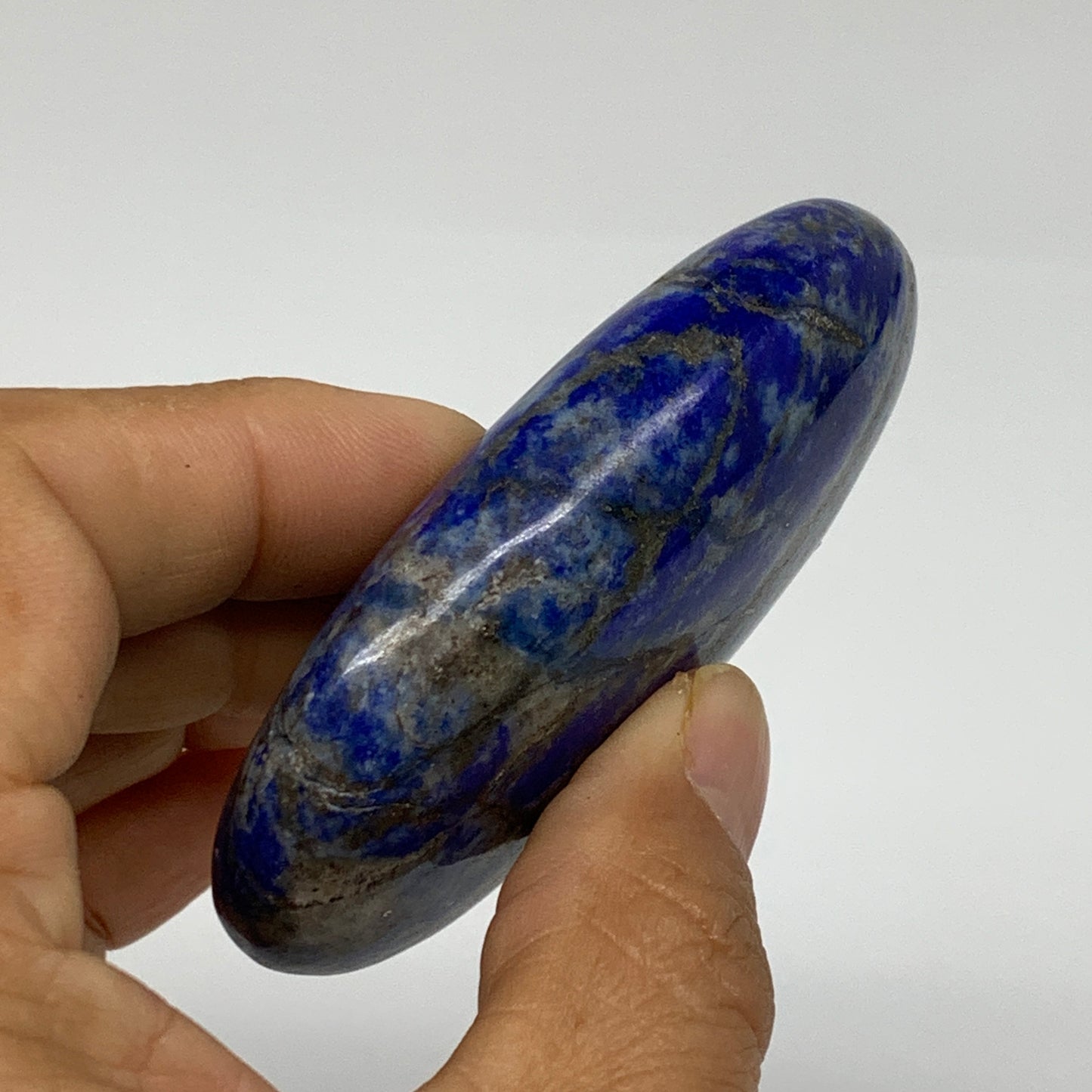 119.9g, 2.9"x1.7"x0.8", Natural Lapis Lazuli Palm Stone @Afghanistan, B36693