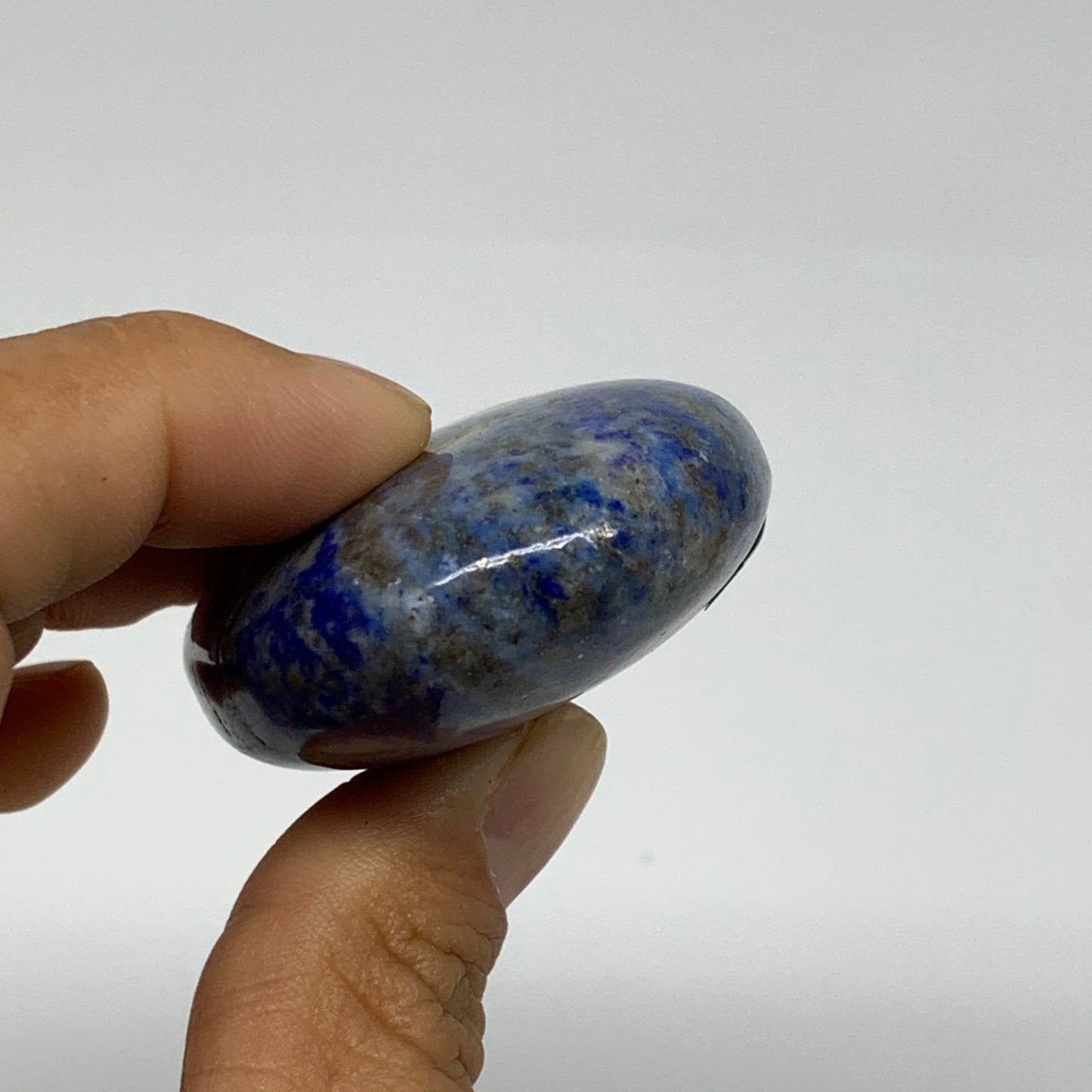 119.9g, 2.9"x1.7"x0.8", Natural Lapis Lazuli Palm Stone @Afghanistan, B36693