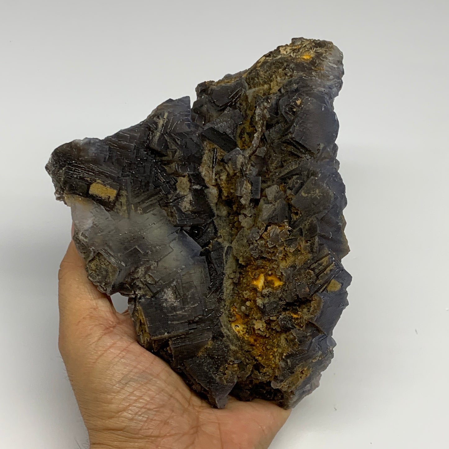 3.8 lbs, 5.5"x6.25"x3.3", Purple Fluorite Crystal Mineral Specimen @Pakistan, B2