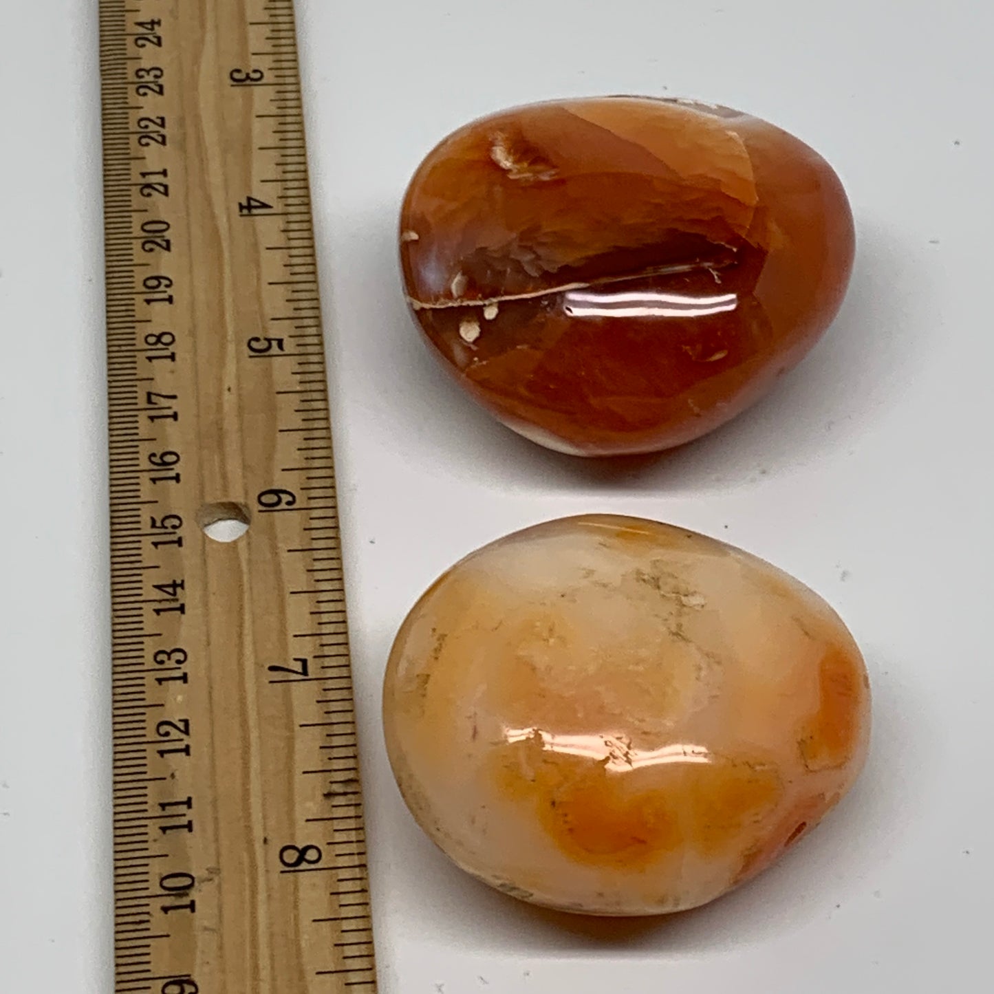 206.7g, 2"-2.1", 2pcs, Red Carnelian Palm-Stone Gem Crystal Polished, B37603