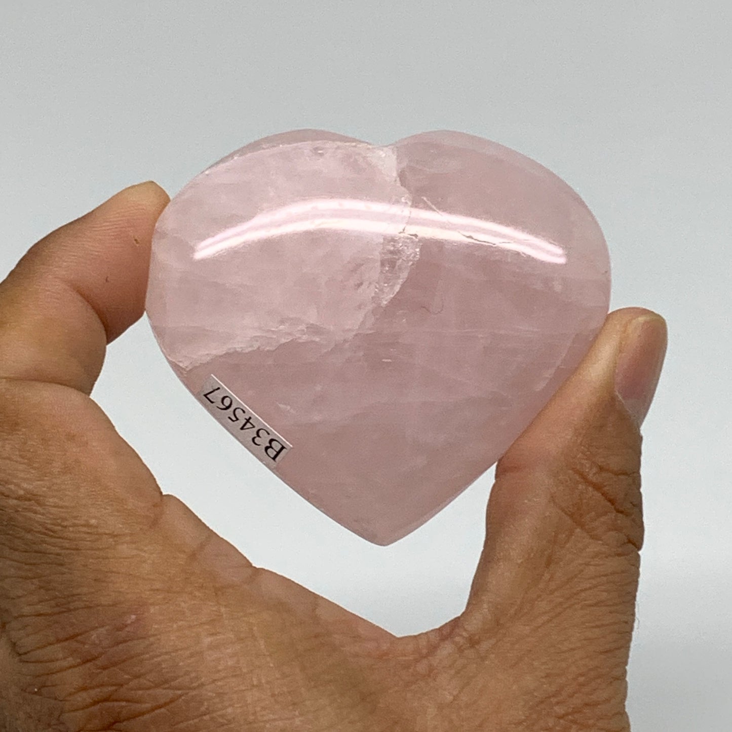 89.5g, 2.1"x2.4"x0.8",  Rose Quartz Heart Healing Crystal @Madagascar, B34567