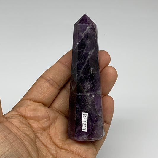 107.9g,  3.8"x1.1", Natural Amethyst Tower Point Obelisk @Brazil, B31233