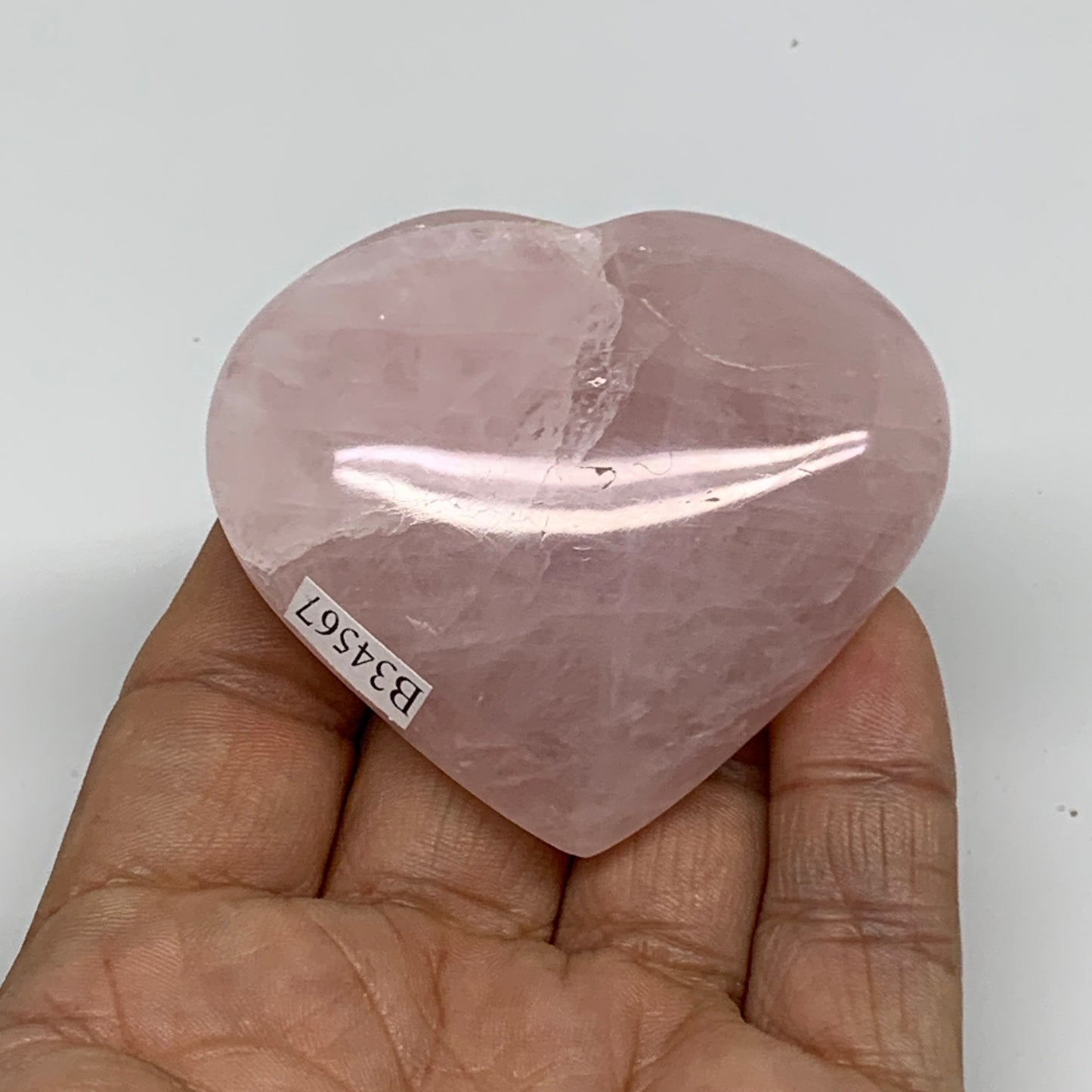 89.5g, 2.1"x2.4"x0.8",  Rose Quartz Heart Healing Crystal @Madagascar, B34567