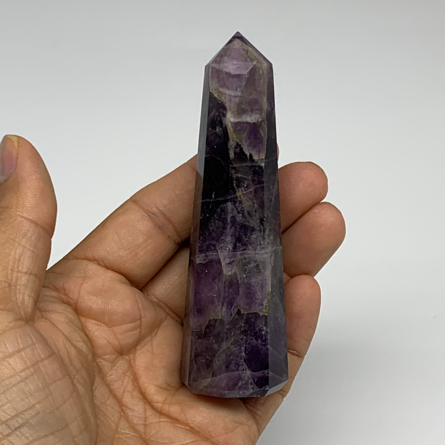 107.9g,  3.8"x1.1", Natural Amethyst Tower Point Obelisk @Brazil, B31233