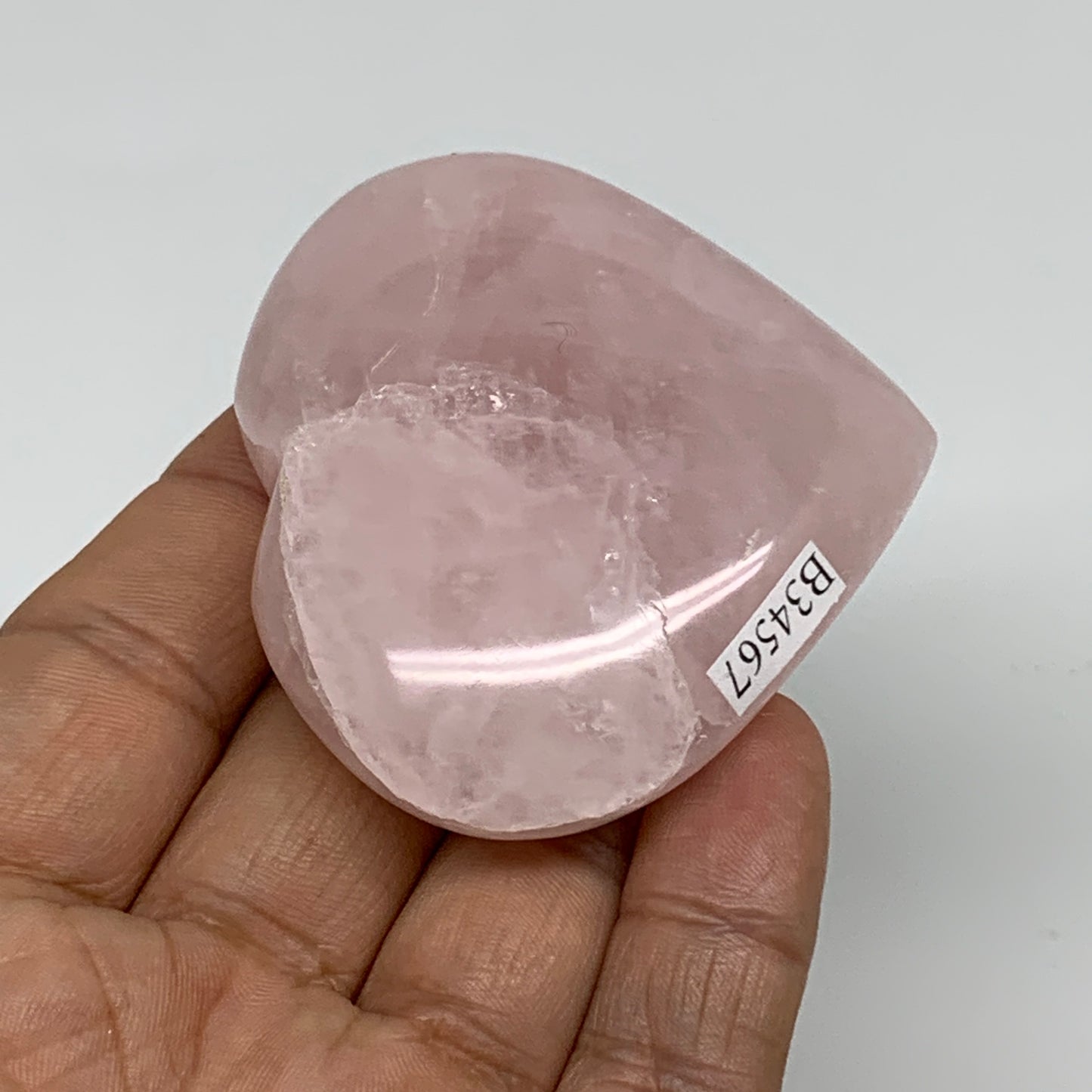 89.5g, 2.1"x2.4"x0.8",  Rose Quartz Heart Healing Crystal @Madagascar, B34567