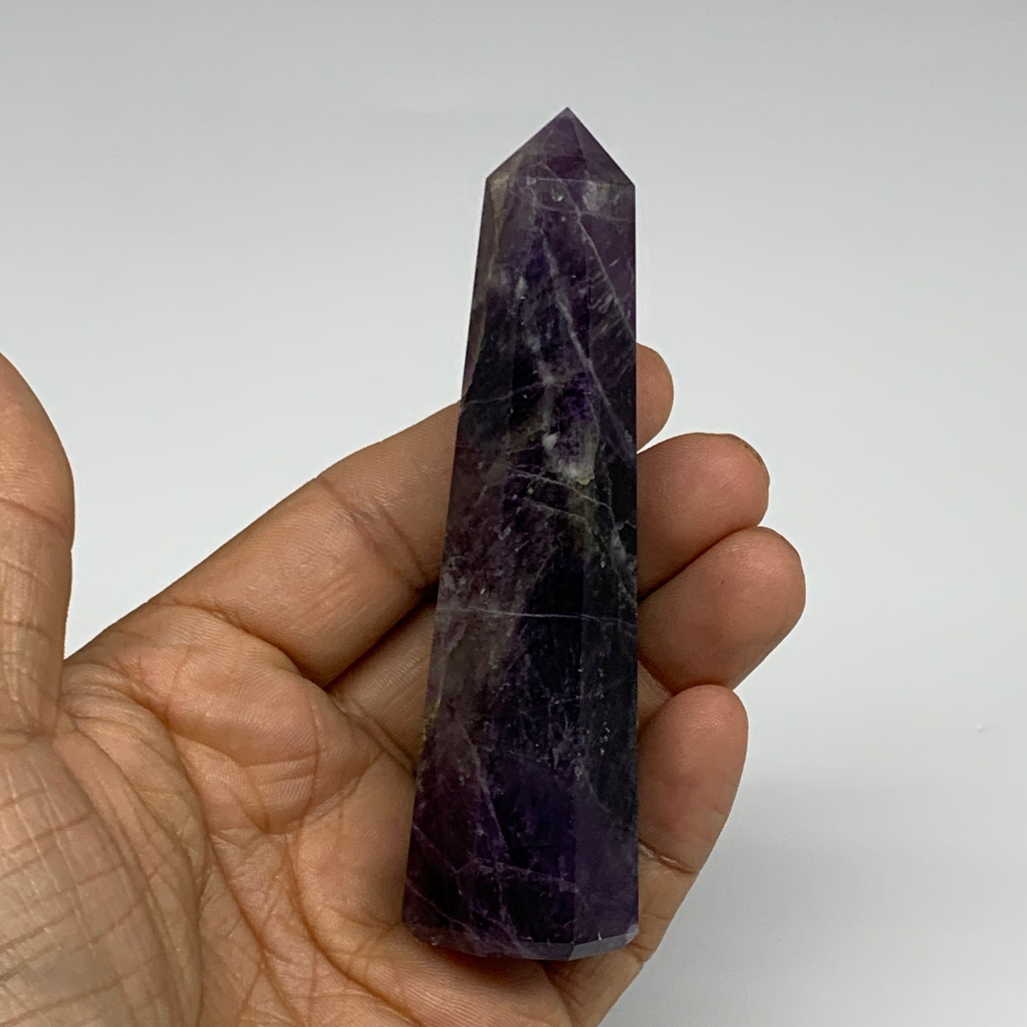 107.9g,  3.8"x1.1", Natural Amethyst Tower Point Obelisk @Brazil, B31233
