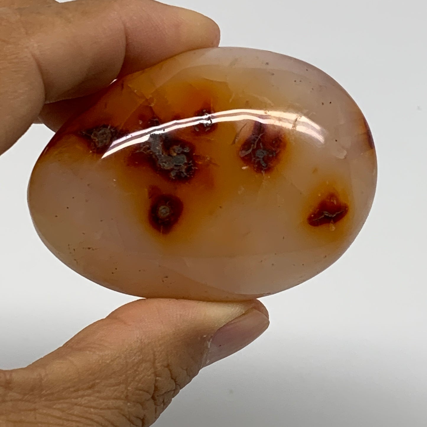 189.9g, 2.2"-2.4", 2pcs, Red Carnelian Palm-Stone Gem Crystal Polished, B37604