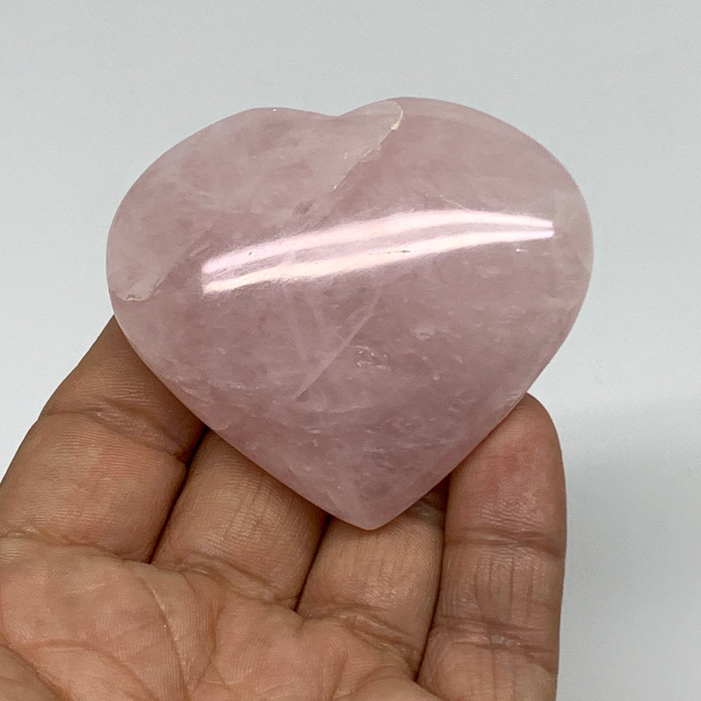 89.5g, 2.1"x2.4"x0.8",  Rose Quartz Heart Healing Crystal @Madagascar, B34567