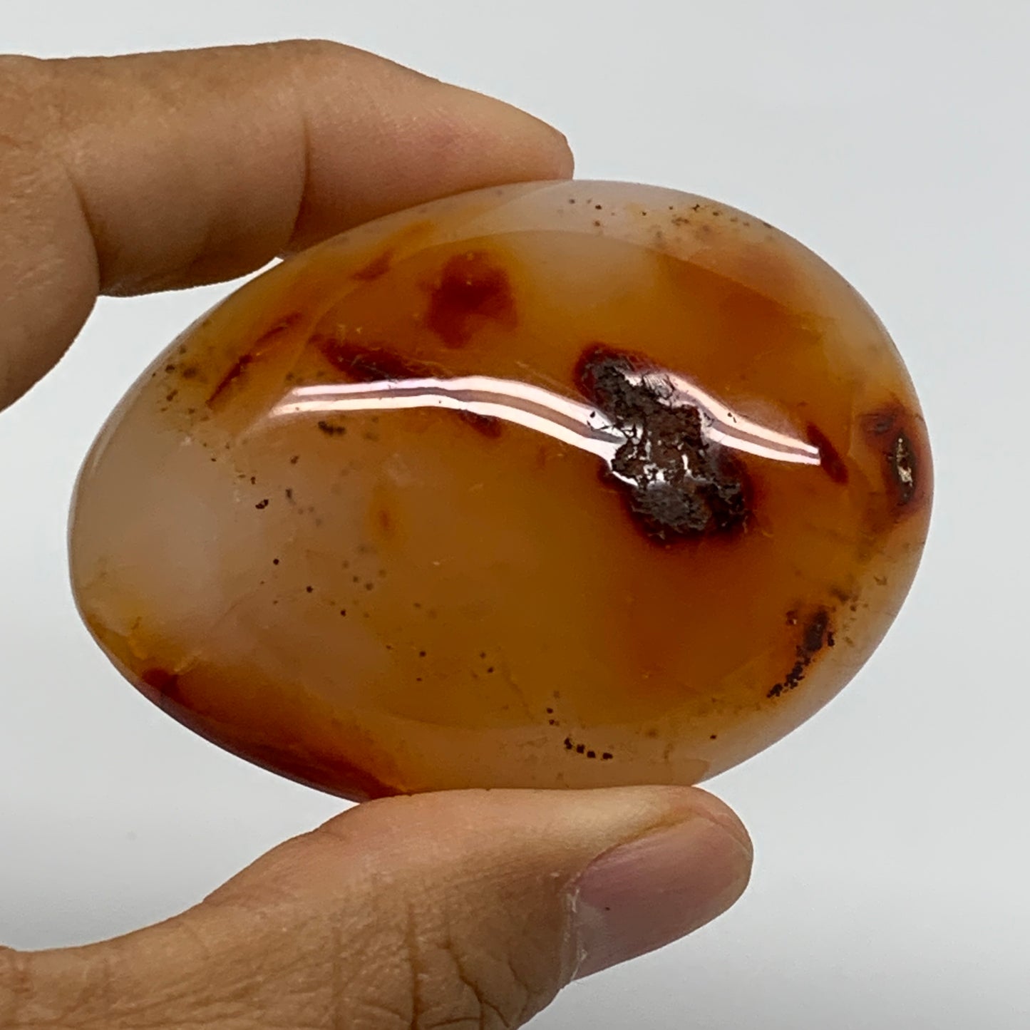 189.9g, 2.2"-2.4", 2pcs, Red Carnelian Palm-Stone Gem Crystal Polished, B37604