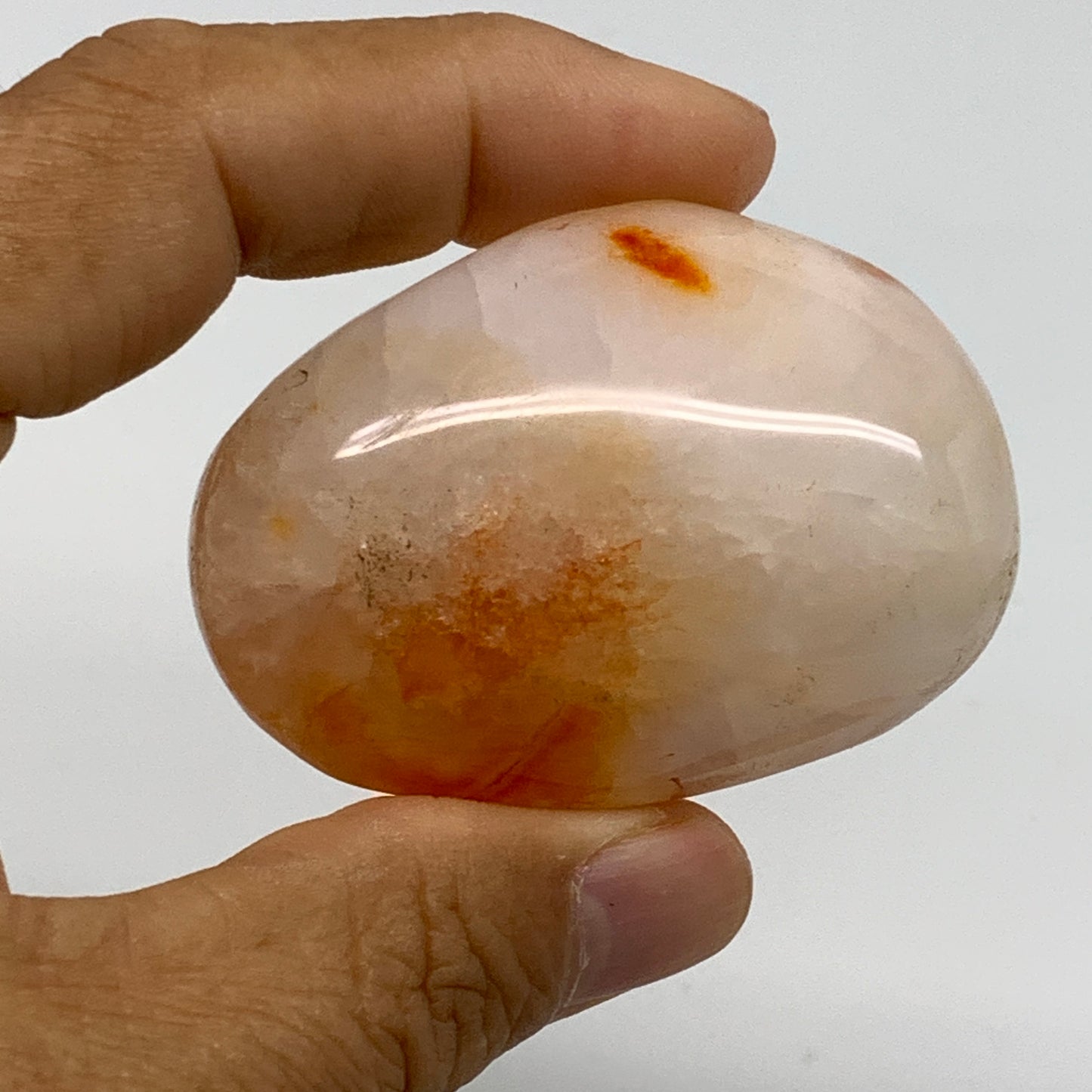 189.9g, 2.2"-2.4", 2pcs, Red Carnelian Palm-Stone Gem Crystal Polished, B37604