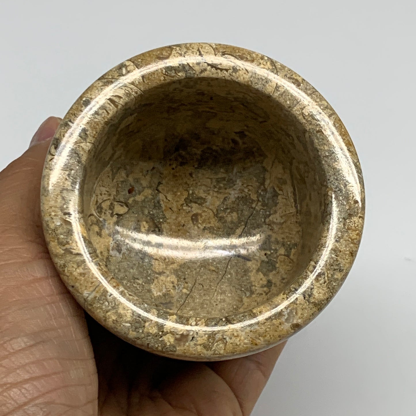 1.22 lbs,  3"x3", Natural Brown Fossils Crystal Pestle and Mortar Handmade, B325