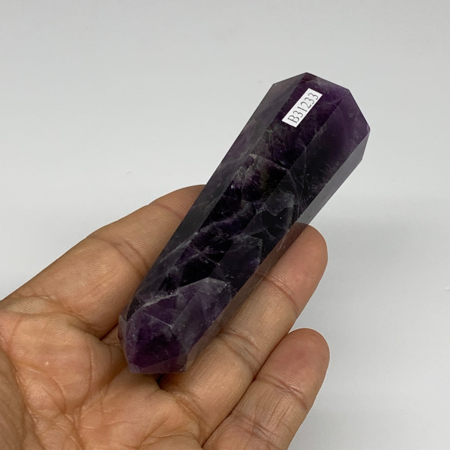 107.9g,  3.8"x1.1", Natural Amethyst Tower Point Obelisk @Brazil, B31233