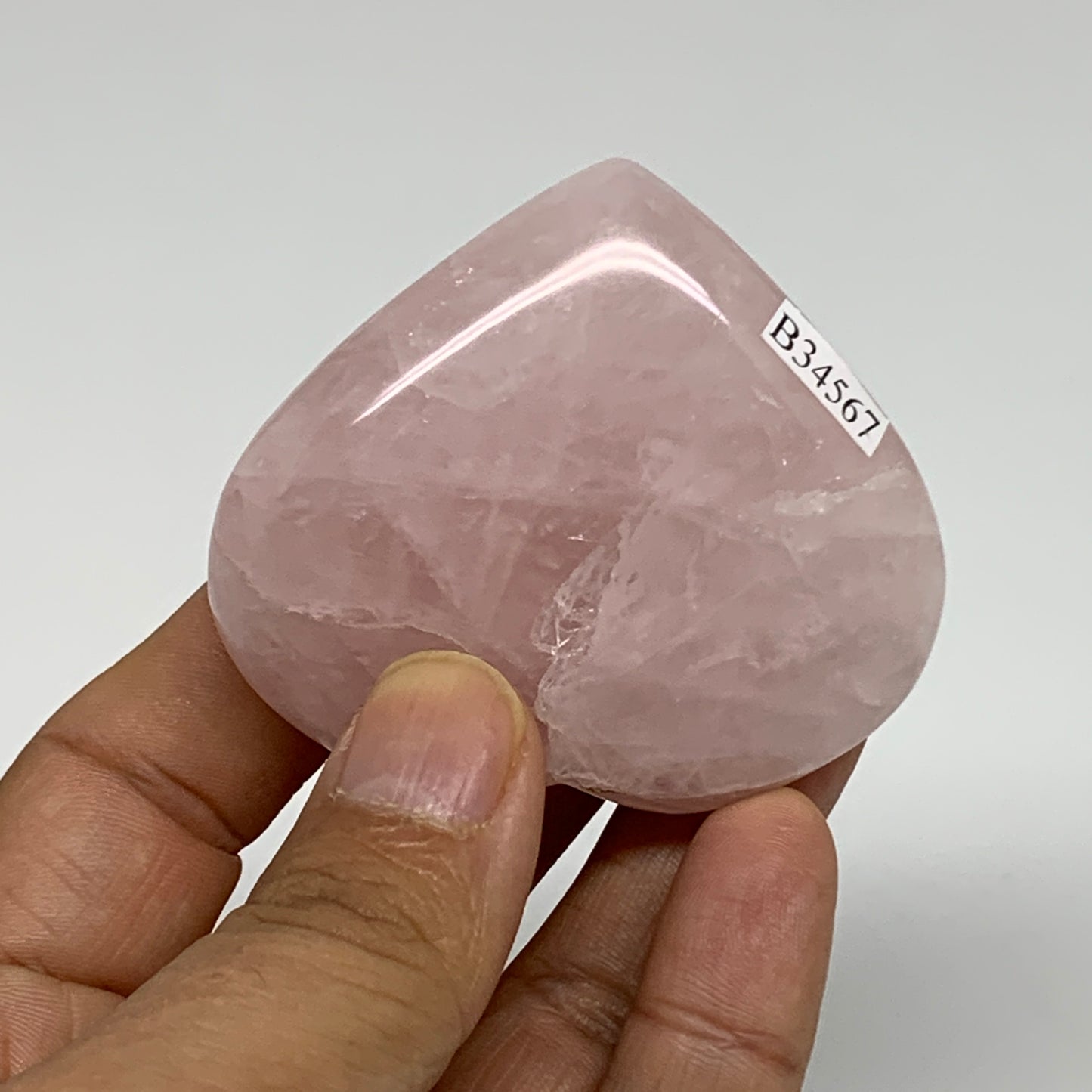 89.5g, 2.1"x2.4"x0.8",  Rose Quartz Heart Healing Crystal @Madagascar, B34567