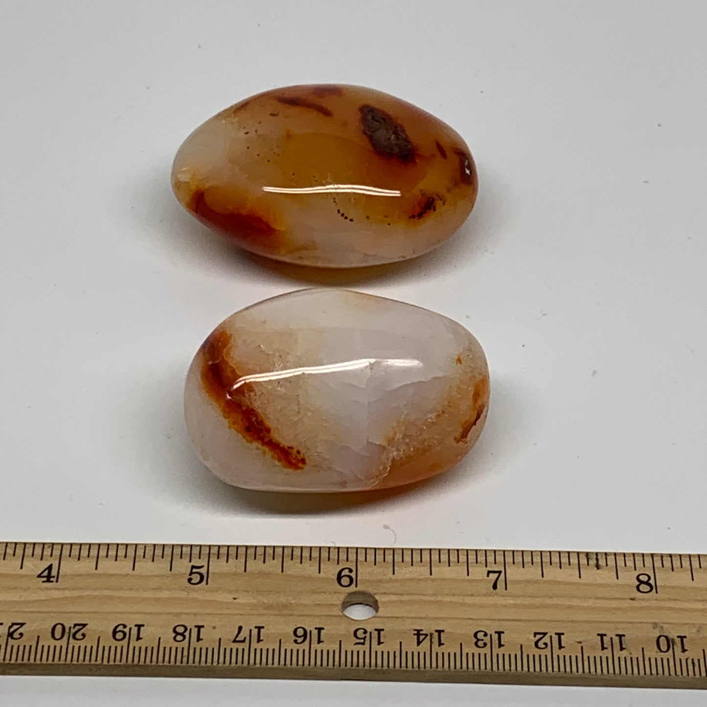 189.9g, 2.2"-2.4", 2pcs, Red Carnelian Palm-Stone Gem Crystal Polished, B37604