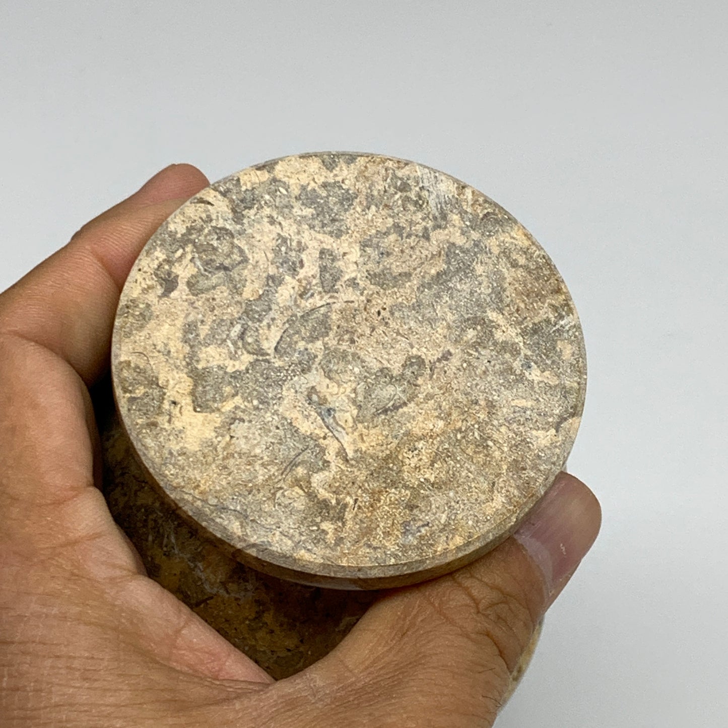 1.22 lbs,  3"x3", Natural Brown Fossils Crystal Pestle and Mortar Handmade, B325