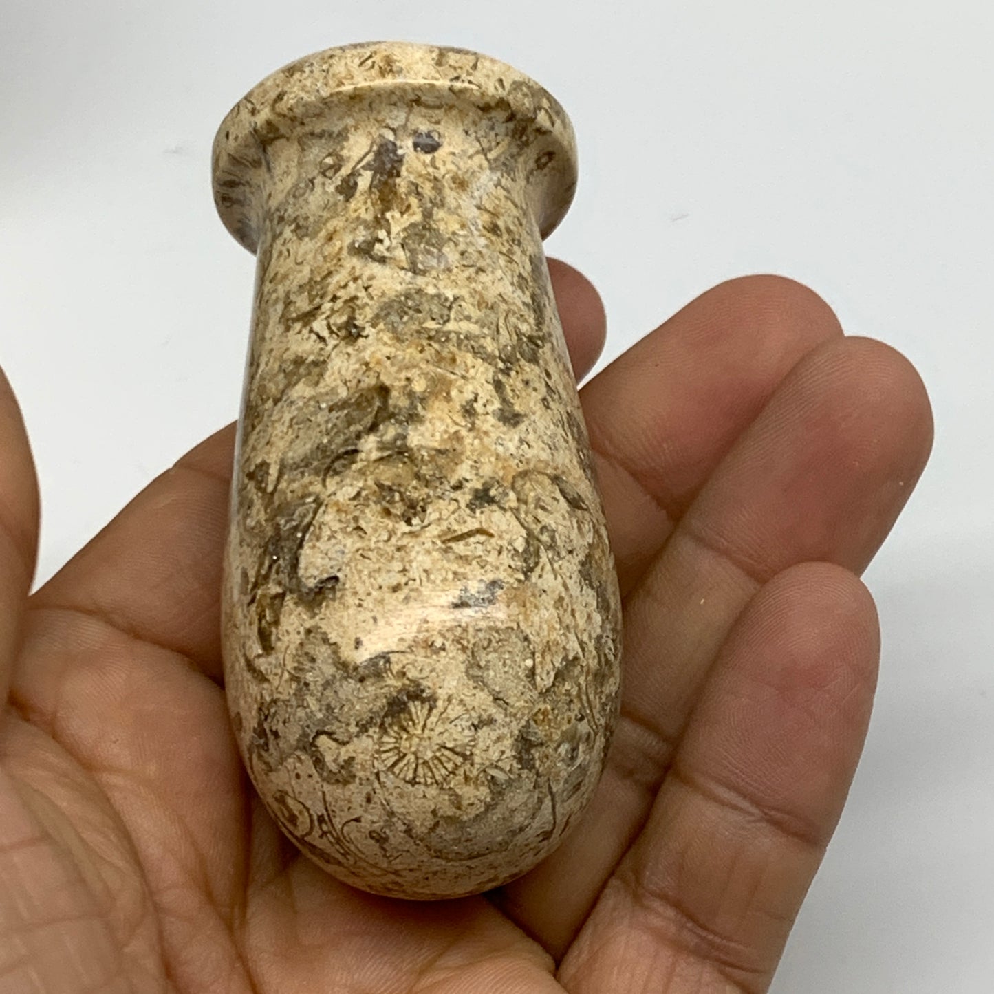1.22 lbs,  3"x3", Natural Brown Fossils Crystal Pestle and Mortar Handmade, B325