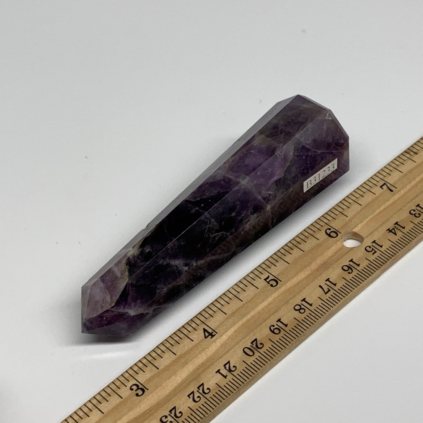 107.9g,  3.8"x1.1", Natural Amethyst Tower Point Obelisk @Brazil, B31233
