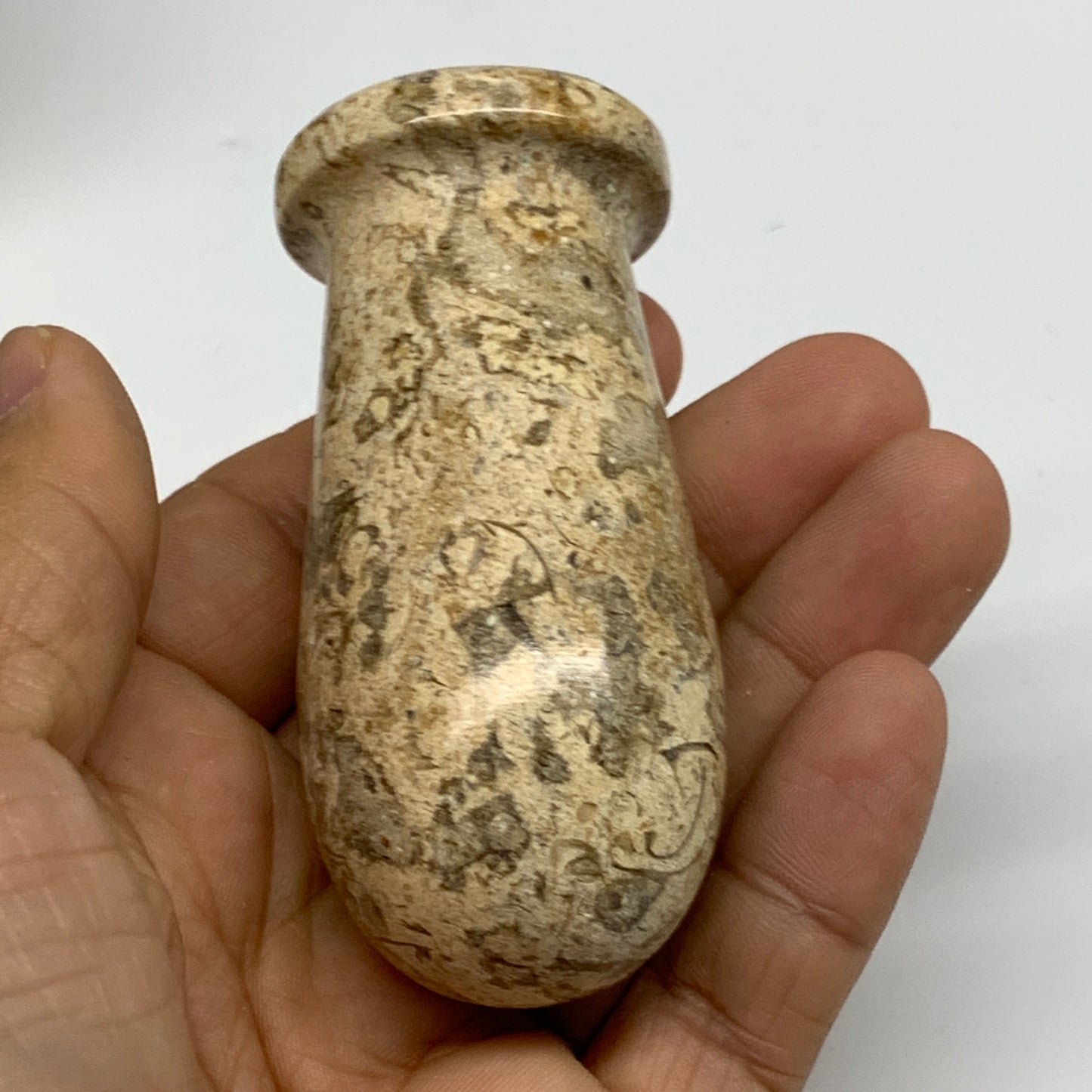 1.22 lbs,  3"x3", Natural Brown Fossils Crystal Pestle and Mortar Handmade, B325