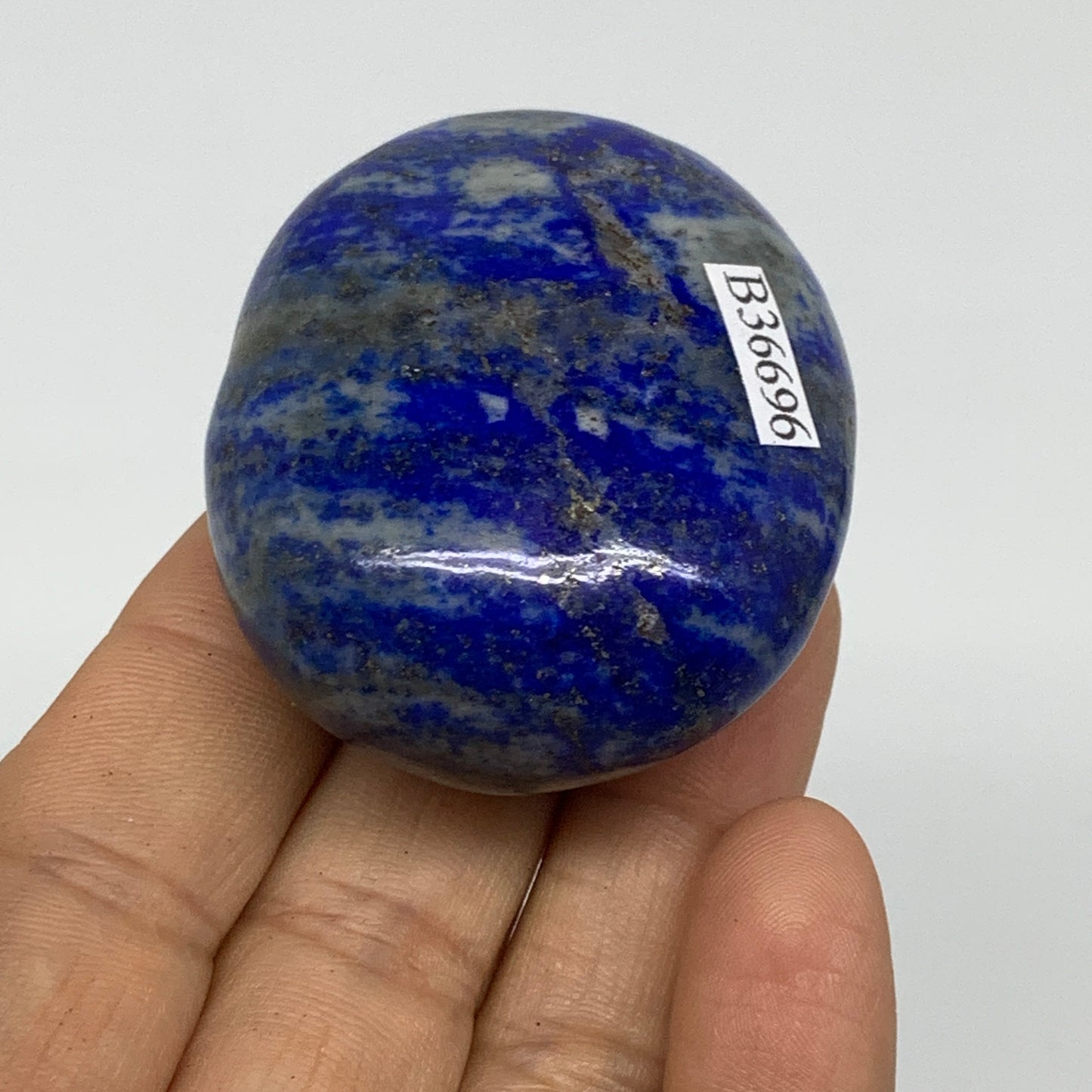95.8g, 2"x1.7"x1", Natural Lapis Lazuli Palm Stone @Afghanistan, B36696