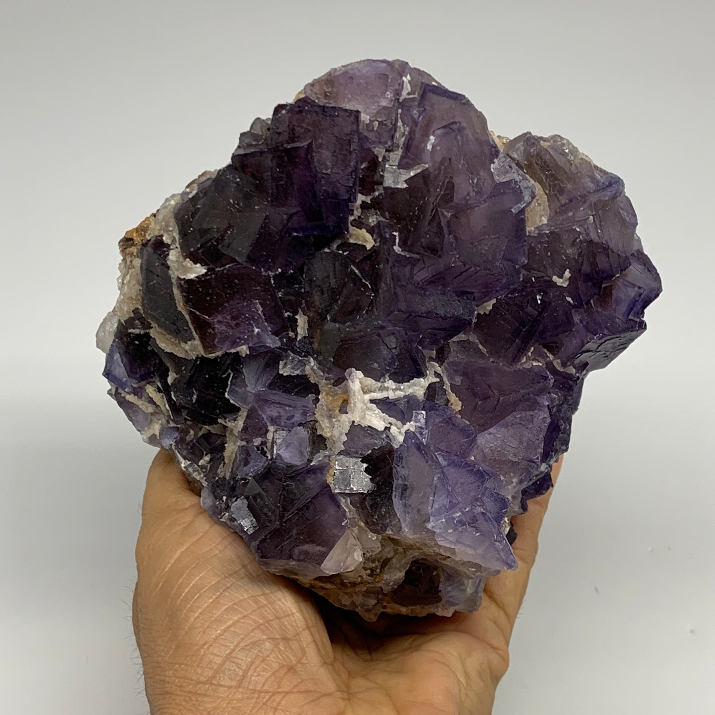 4.12 lbs, 4.9"x4.7"x3.8", Purple Fluorite Crystal Mineral Specimen @Pakistan, B2