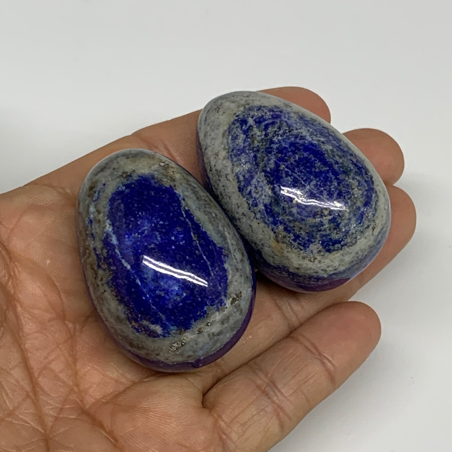 152.4g, 1.8"-1.8", 2pcs, Natural Lapis Lazuli Egg Polished @Afghanistan, B30411