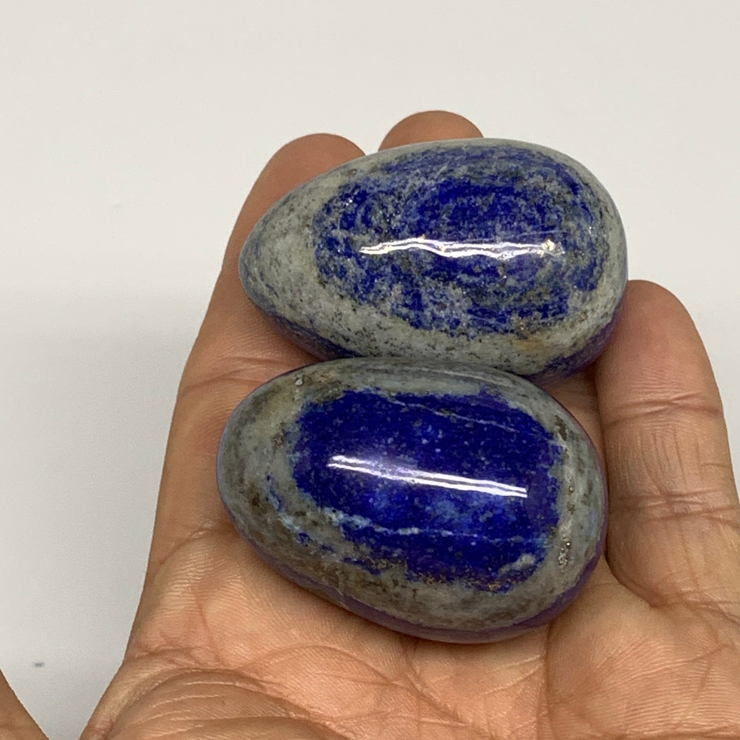 152.4g, 1.8"-1.8", 2pcs, Natural Lapis Lazuli Egg Polished @Afghanistan, B30411