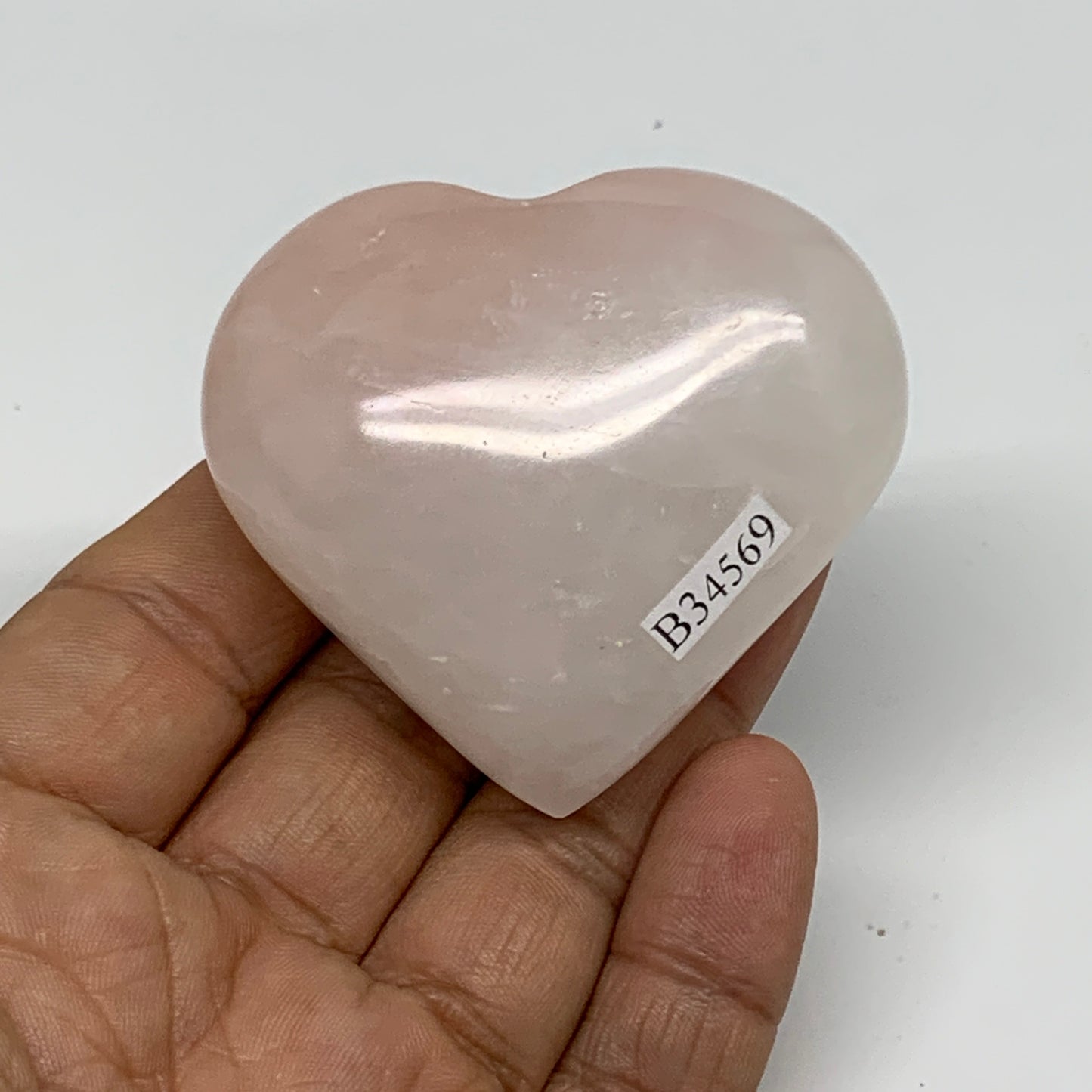 101.4g, 2"x2.2"x1",  Rose Quartz Heart Healing Crystal @Madagascar, B34569