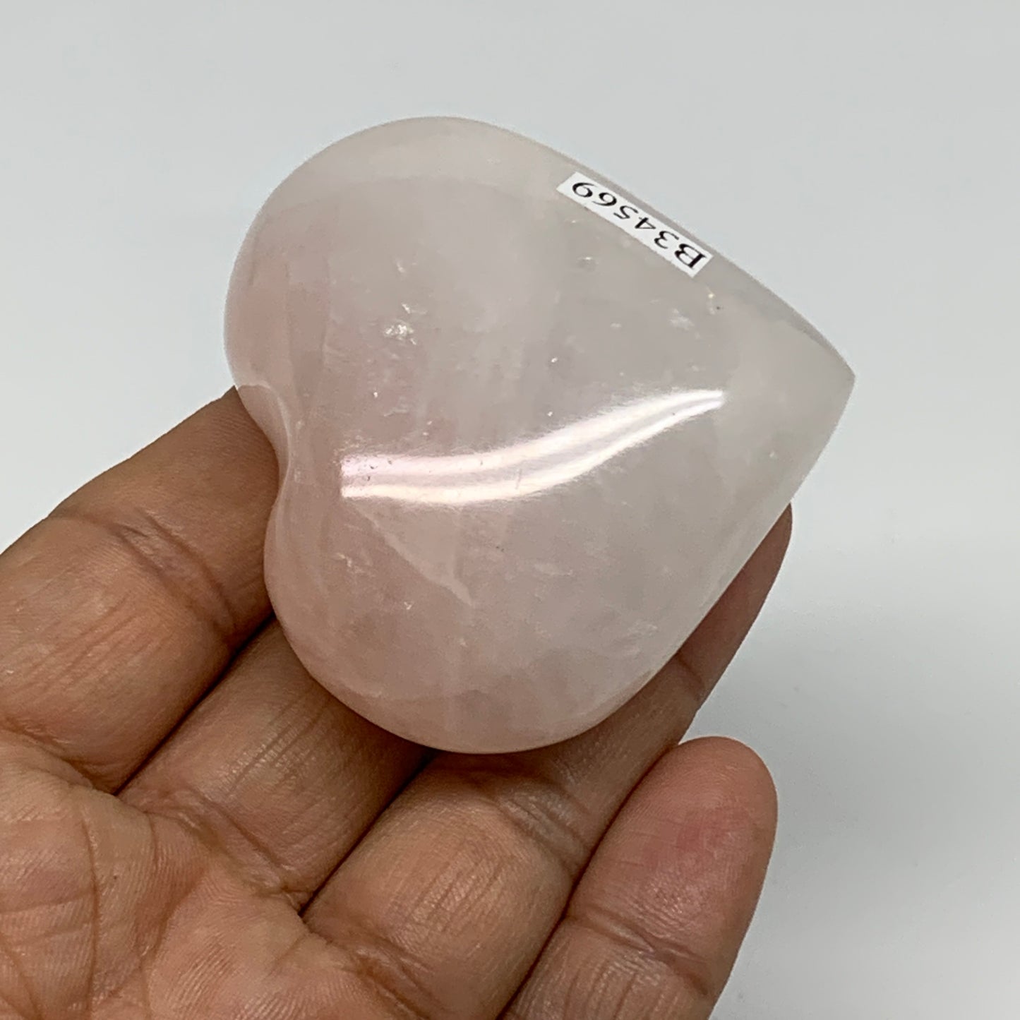 101.4g, 2"x2.2"x1",  Rose Quartz Heart Healing Crystal @Madagascar, B34569